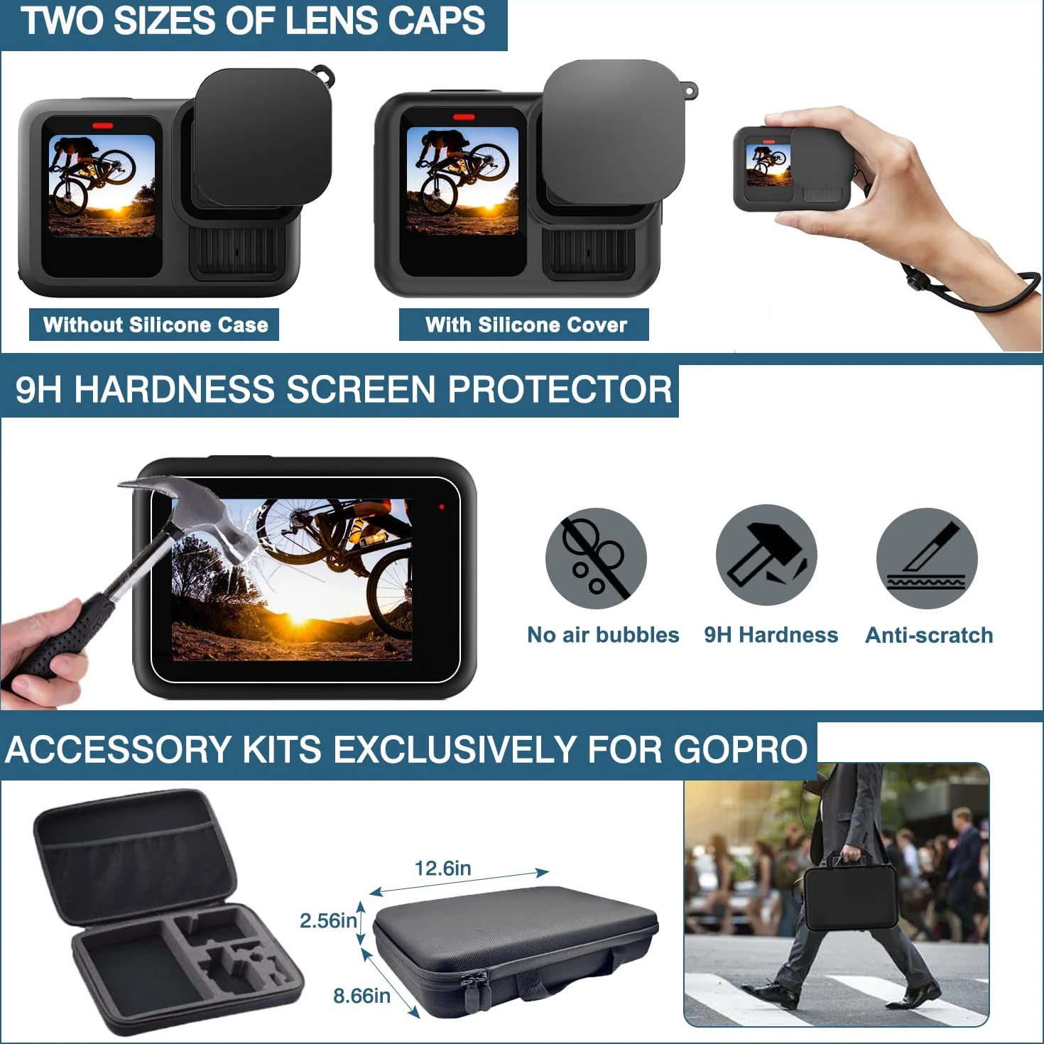 Accessori per GoPro Hero 13 Black, THAKOI Custodia impermeabile Accessori per snorkeling Accessori per sport all'aperto, Set di Kit Bundle per GoPro Hero 13
