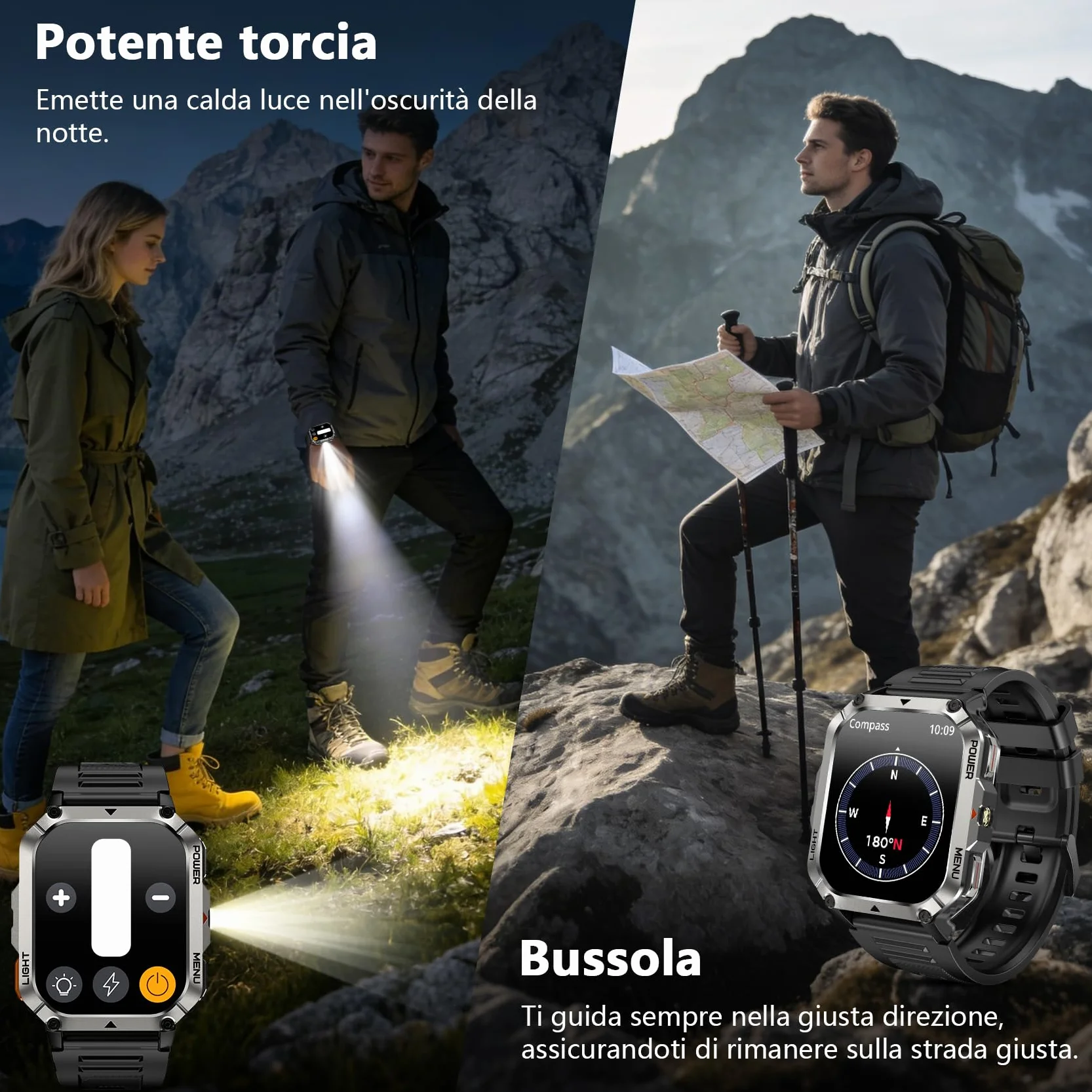 Blackview Smartwatch Uomo, Orologio Intelligente Fitness con Chiamate Bluetooth, 2.01" Militari Smart Watch Tracker 100+ Modalità Sportive/Cardiofrequenzimetro/SpO2/Torcia/Bussola per Android iOS