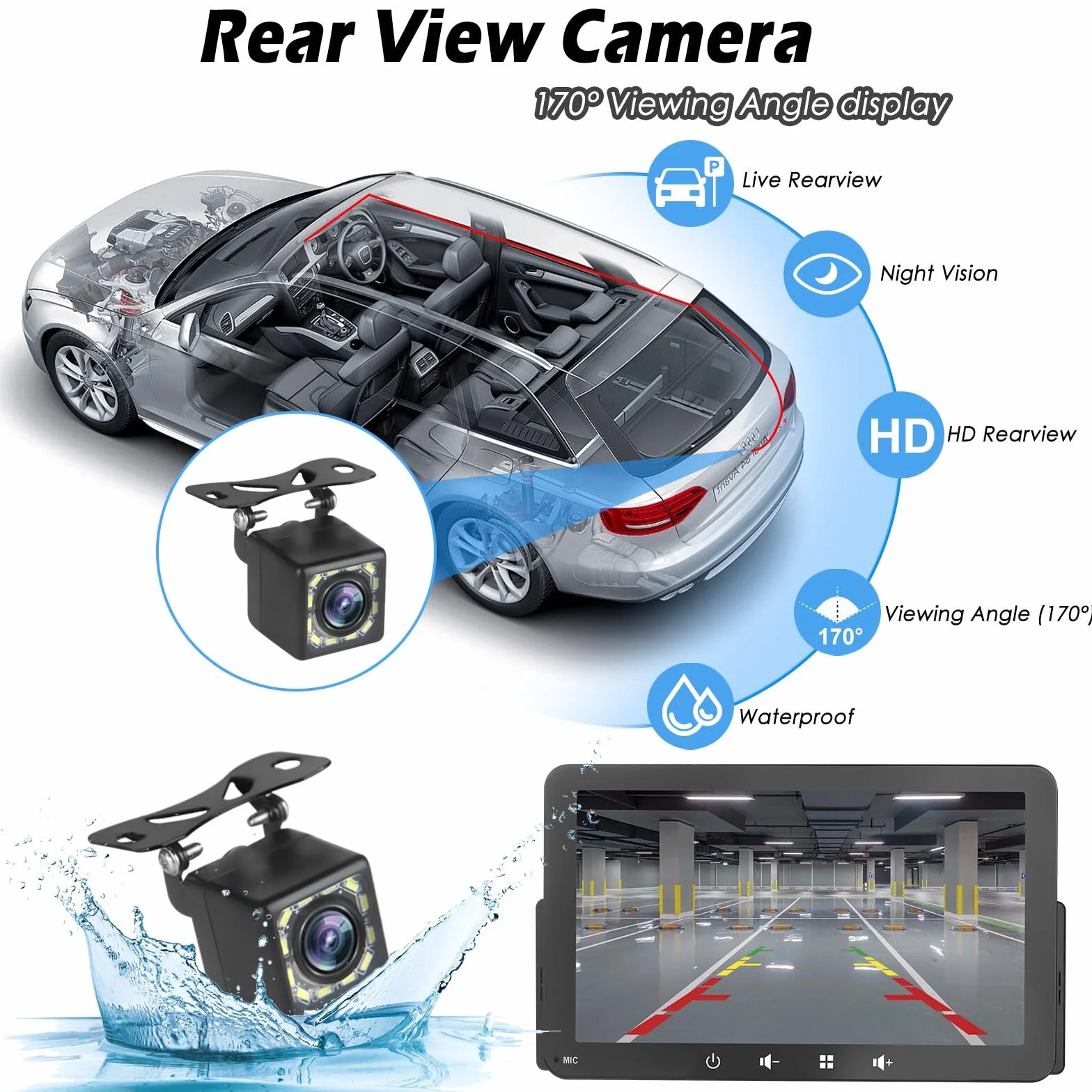 Autoradio 1 DIN 7 Pollici Touchscreen Stereo Bluetooth Wireless Carplay Android Auto Mirror Link USB FM Supporta Telecamera Posteriore