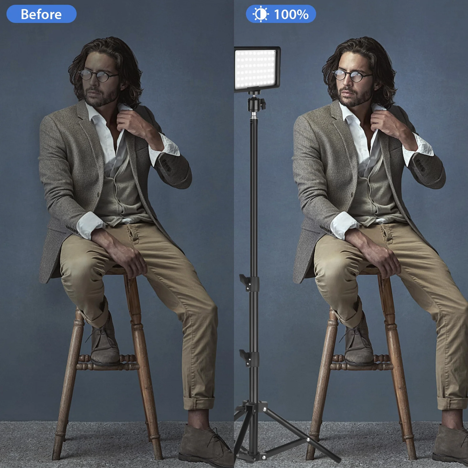 Luce Foto-video LED 2-Pack, Ci-Fotto Dimmable 5600K USB LED Luce Continua Fotografia con Treppiedi e Filtri Colore per Studi Fotografici, YouTube, TikTok, Registrazione Video, Streaming di Gioco