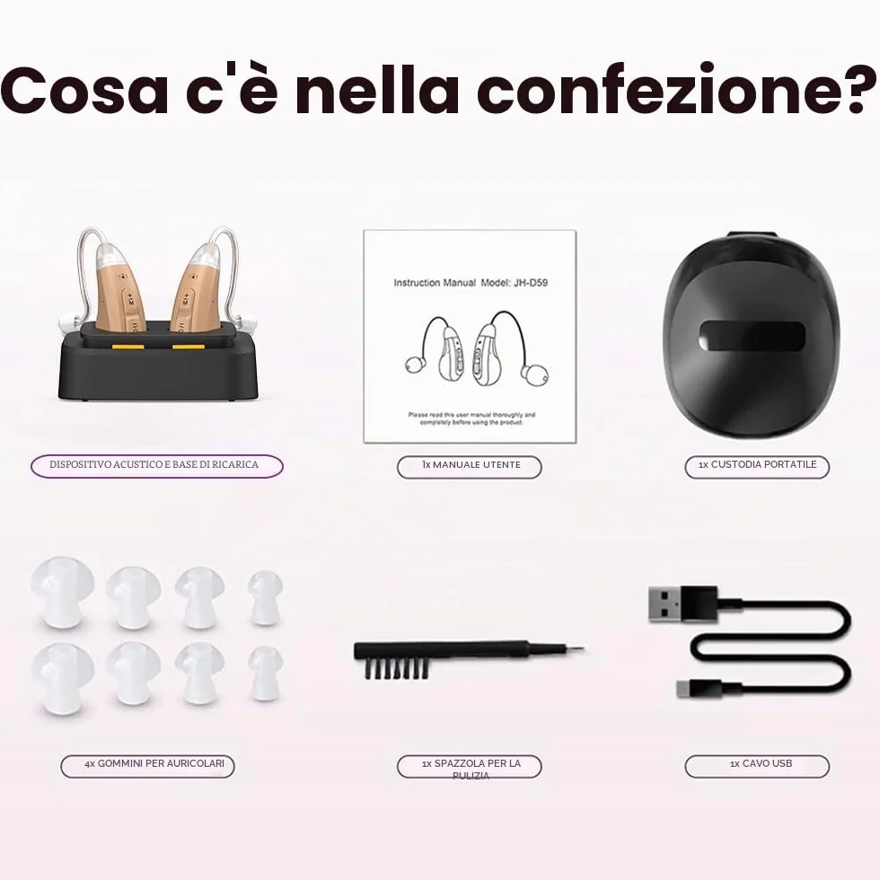 JINGHAO Amplificatore audio ricaricabile - Coppia di amplificatori sonori personali per contorni auricolari