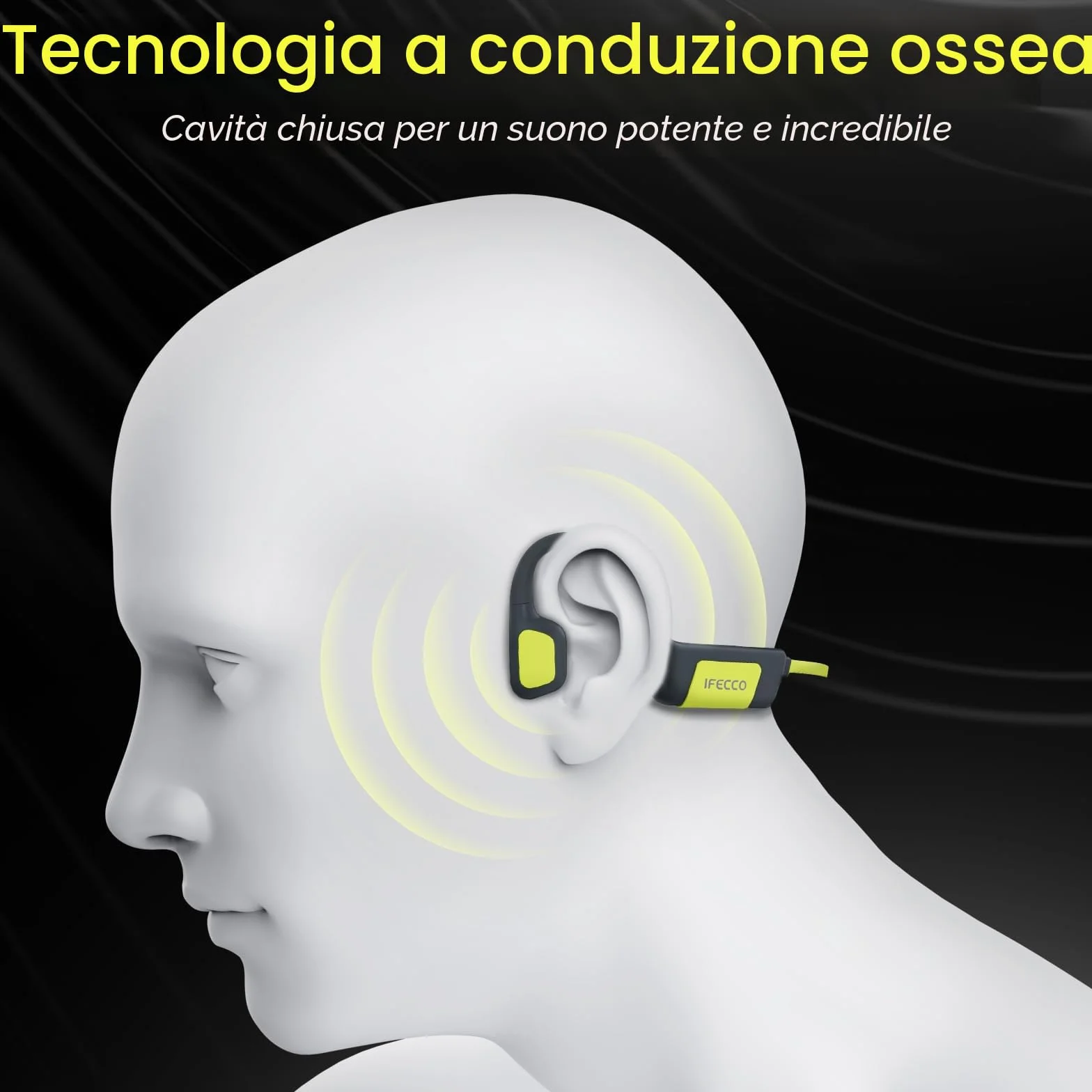 IFECCO Cuffie Conduzione Ossea Nuoto, IP68 Impermeabili Auricolari Piscina Nuoto Bluetooth 5.4, Cuffie Subacquee con Lettore MP3 da 32G, Wireless Auricolari per Nuoto, Surf, Corsa, Ciclismo