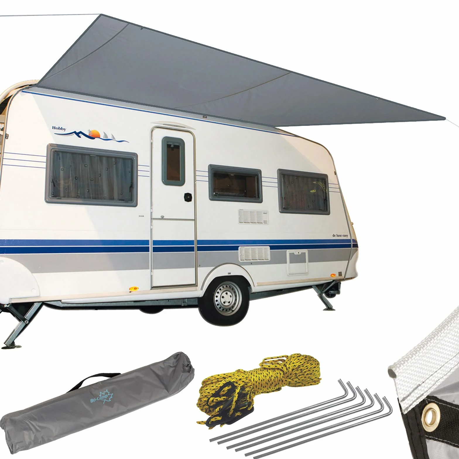 Bo-Camp Tettoia per Roulotte 460 x 240 cm Grigio