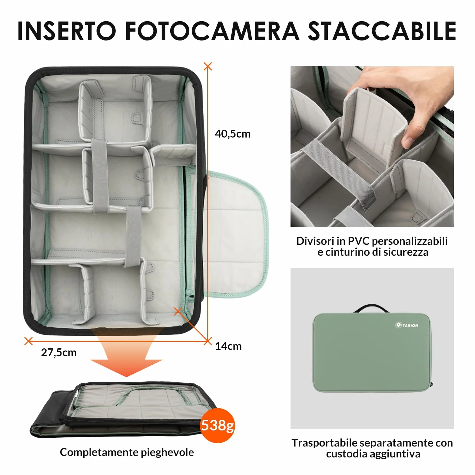 TARION Zaino Fotograifco Trekking Grande: Zaino Fotocamera Reflex Impermeabile Borsa Fotografica Professionale con Scomparto per Laptop da 16 per DSLR Drone Xprober