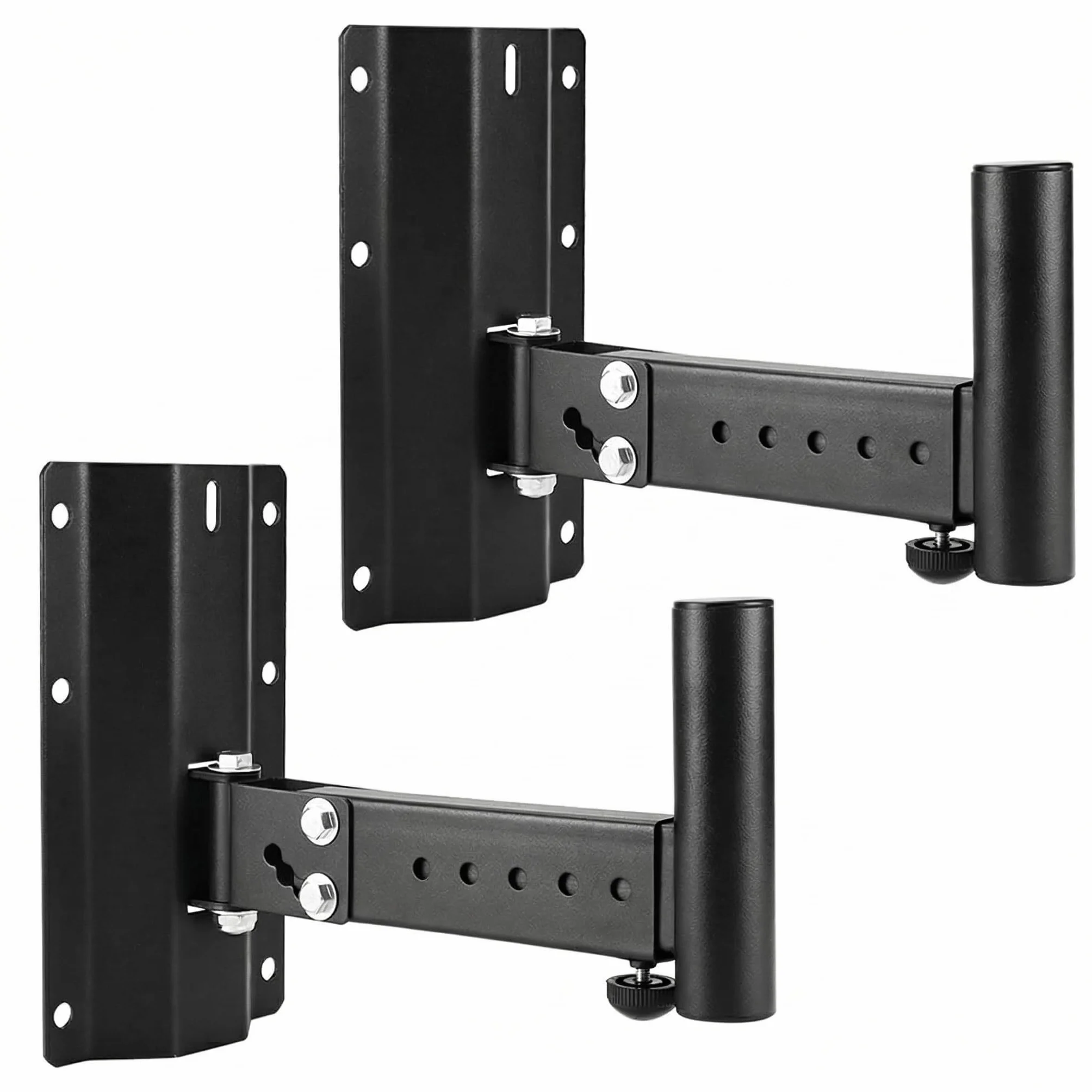 QWORK® 2 pezzi supporto da parete per altoparlanti, staffa per altoparlanti DJ e PA, lunghezza regolabile, angolo regolabile, capacità di carico di 35 kg