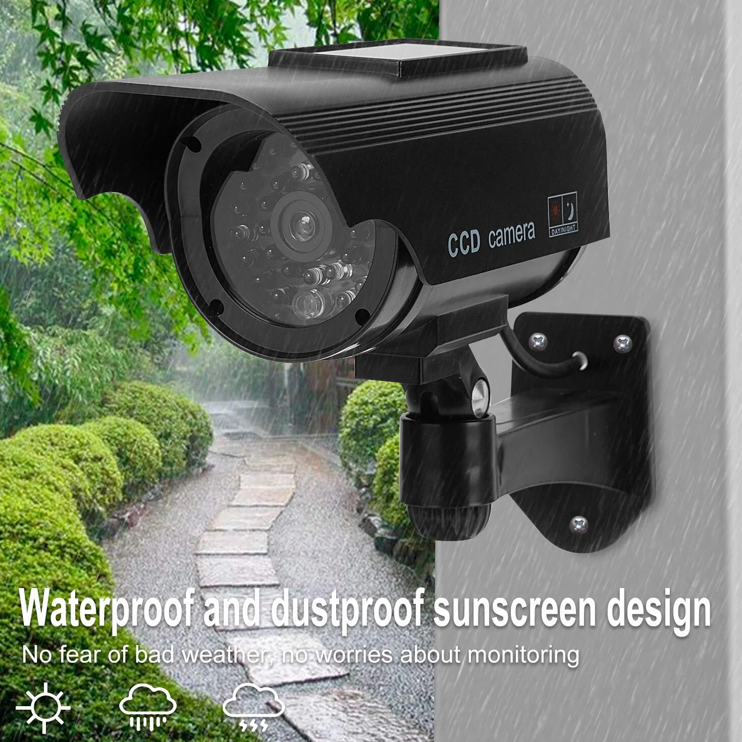 Telecamera Finta 4 Pezzi, Telecamere Fittizie Esterno/Interno con LED Lampeggiante CCTV