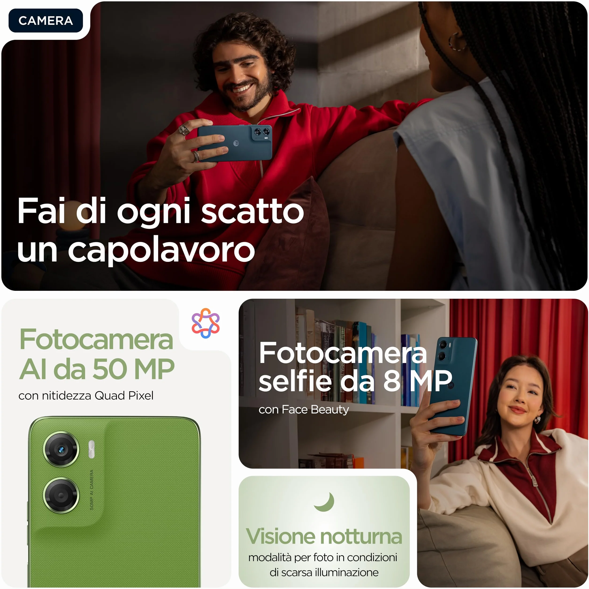 Motorola moto g06 (4/256GB, Fotocamera 50MP+flicker cam, selfie 8MP, Display HD+ 6.88", MediaTek Helio G81 Extreme, 5200mAh, Android 15), Tendril
