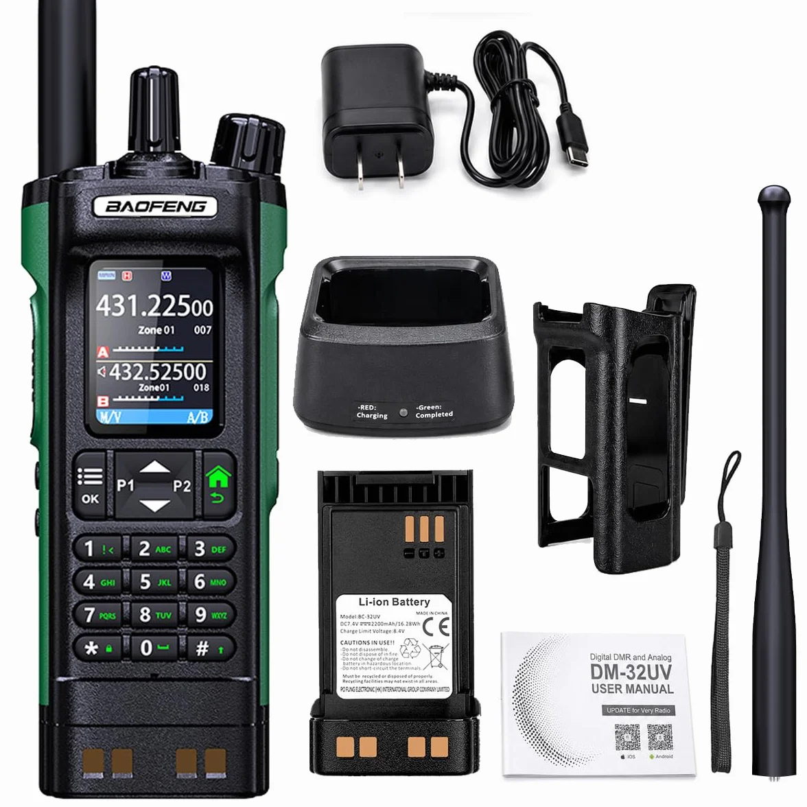 BAOFENG DM-32UV DMR Radio Walkie Talkie palmare 10W GPS APRS Dual Band, Programmazione Wireless Frequenza Tipo-C, Radio Portatile per Radioamatori