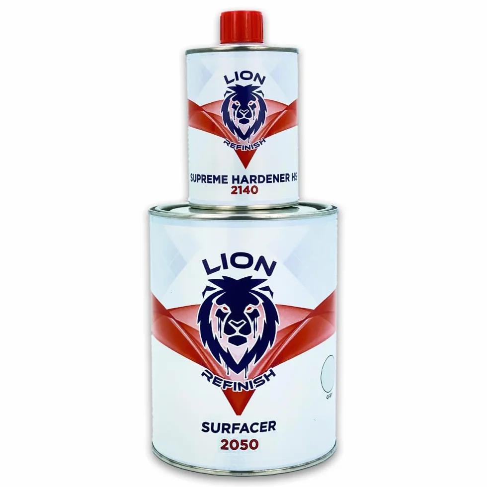Fondo Acrilico Riempitivo Carrozzeria 1L Surfacer HS/U 2050 Catalisi 5:1 Catalizzatore 200ML Grigio Scuro