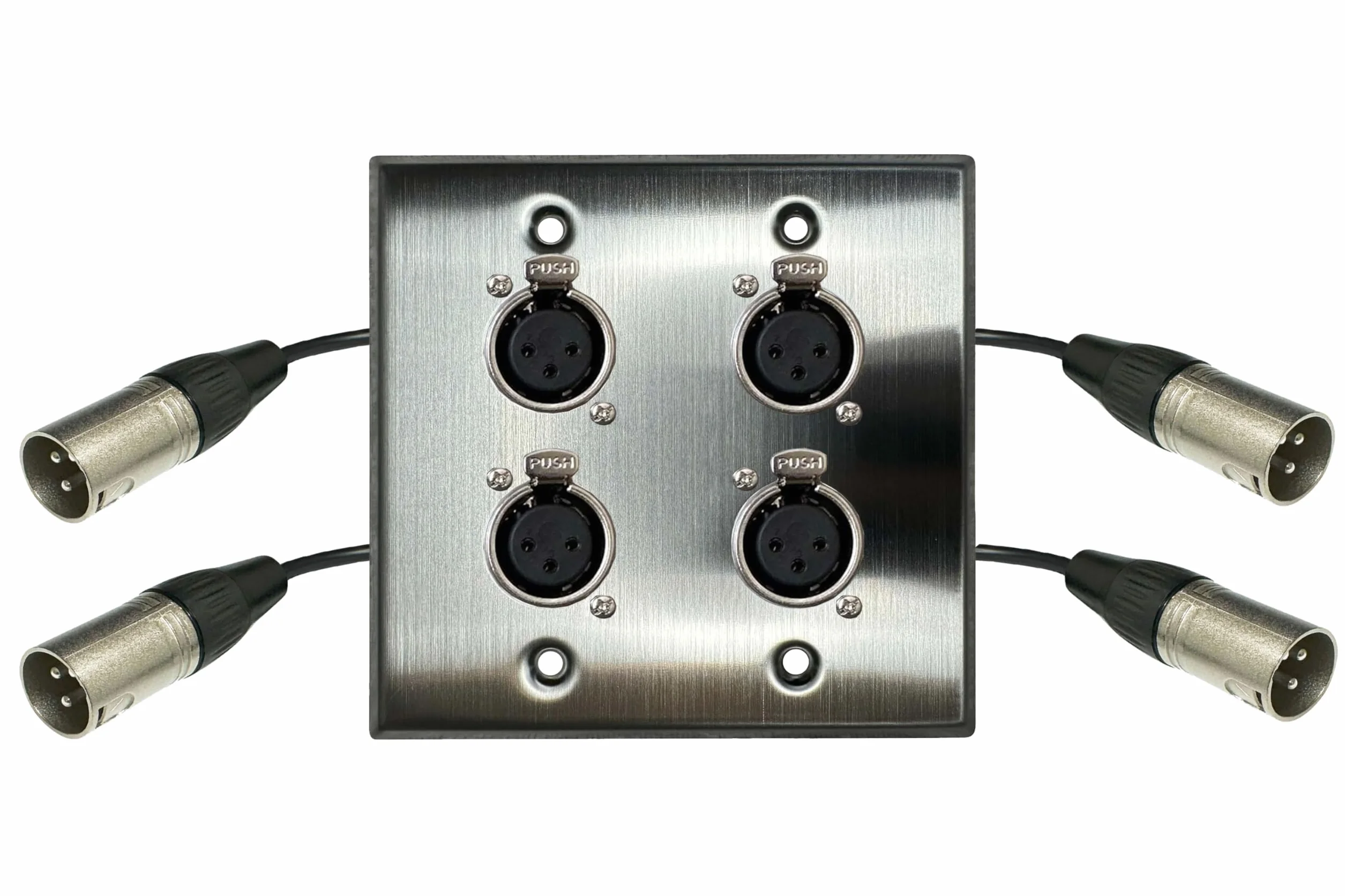 DIYTECH Placca da parete XLR, senza saldatura, senza saldatura, piastra audio da parete, per installazione audio professionale (da femmina a maschio a 4 porte)