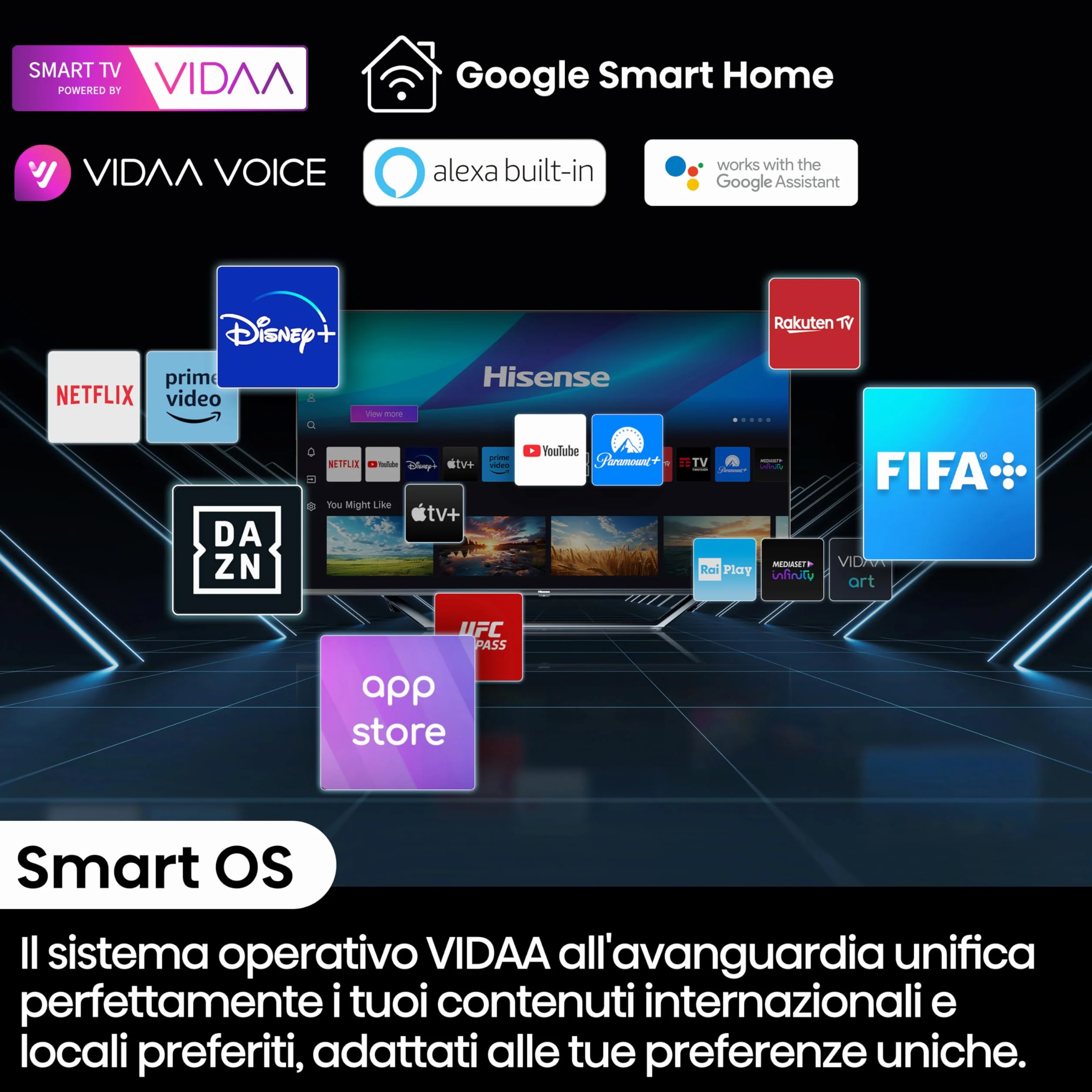 Hisense TV 65" OLED 4K 65A8DN Smart TV VIDAA U8 Dolby Vision IQ HDR 10+ 120Hz Game Mode PRO Dolby Atmos