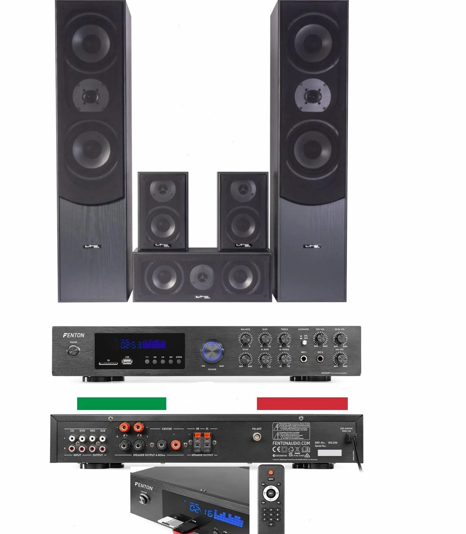 SISTEMA AUDIO 5.1 HOME THEATRE CINEMA TV CON BLUETOOTH KARAOKE TELECOMANDO