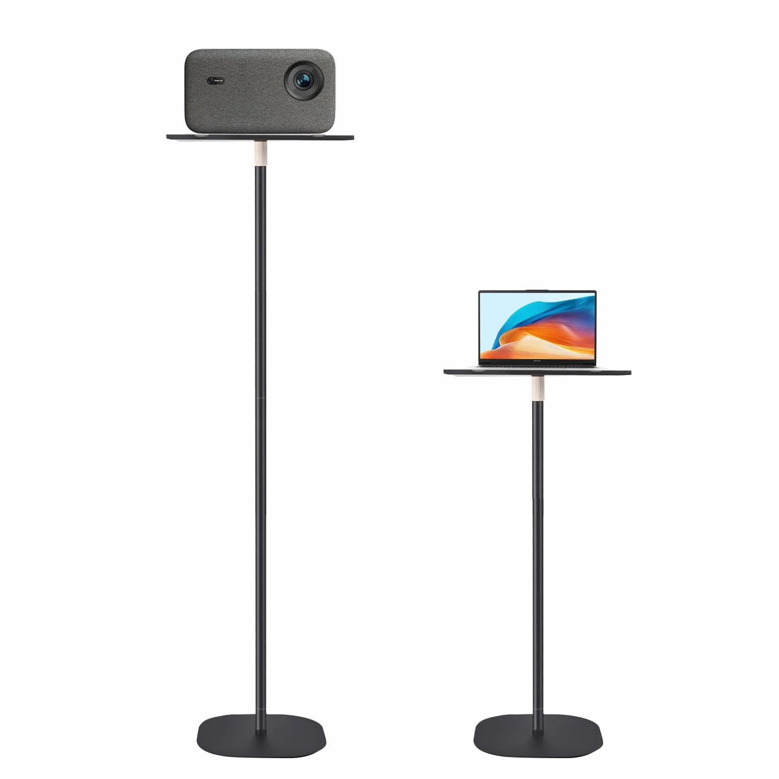 Supporto per proiettore, multifunzione, girevole a 360°, altezza regolabile 40-155 cm, supporto per proiettore con piastra in acciaio al carbonio di alta qualità, per presentazioni, home theater
