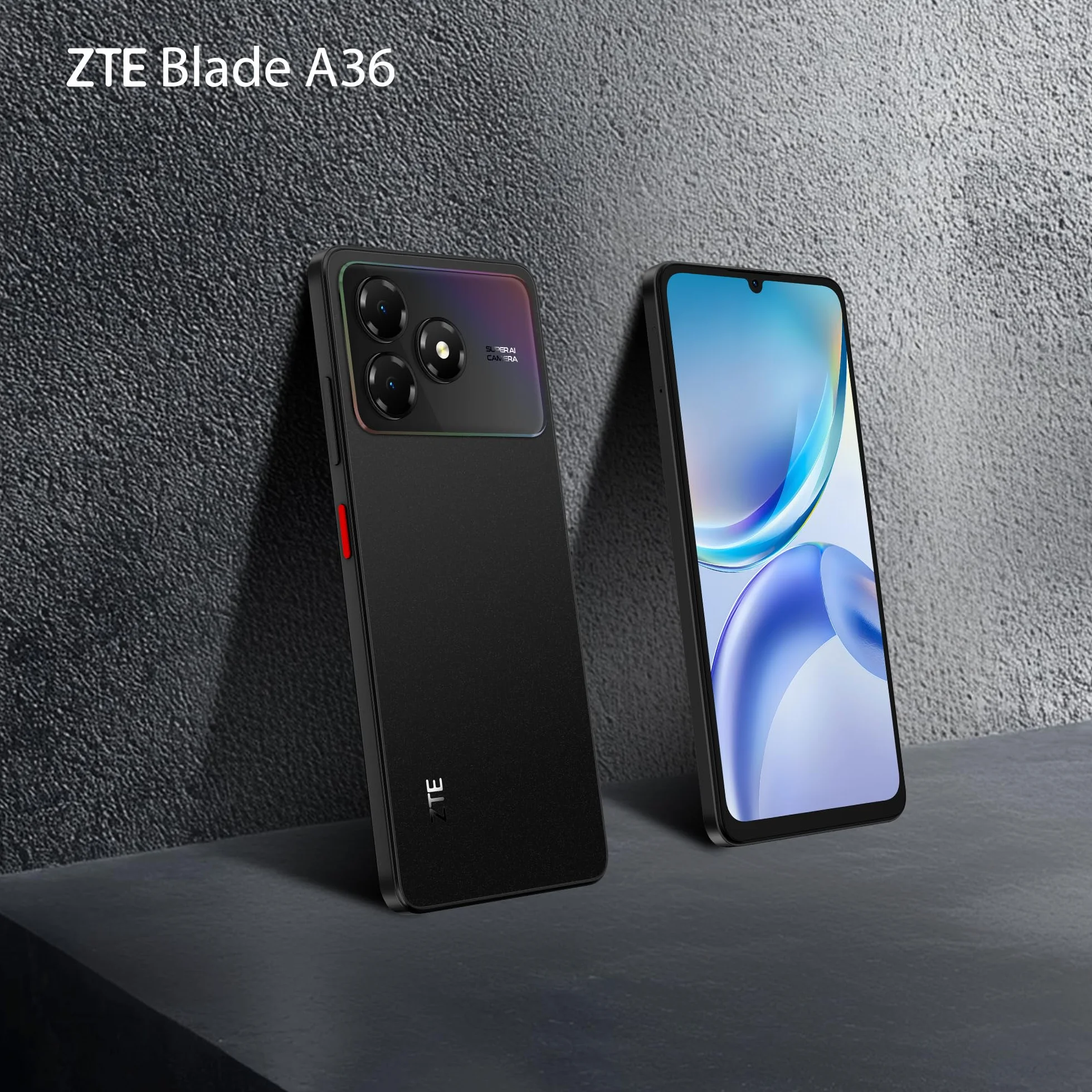 ZTE Blade A36 Smartphone 4G, Memoria 64GB, RAM 12GB (4GB+8GB memory fusion), Batteria 5000mAh, Fotocamera 8Mpx con AI, Android 15, Nebula Black