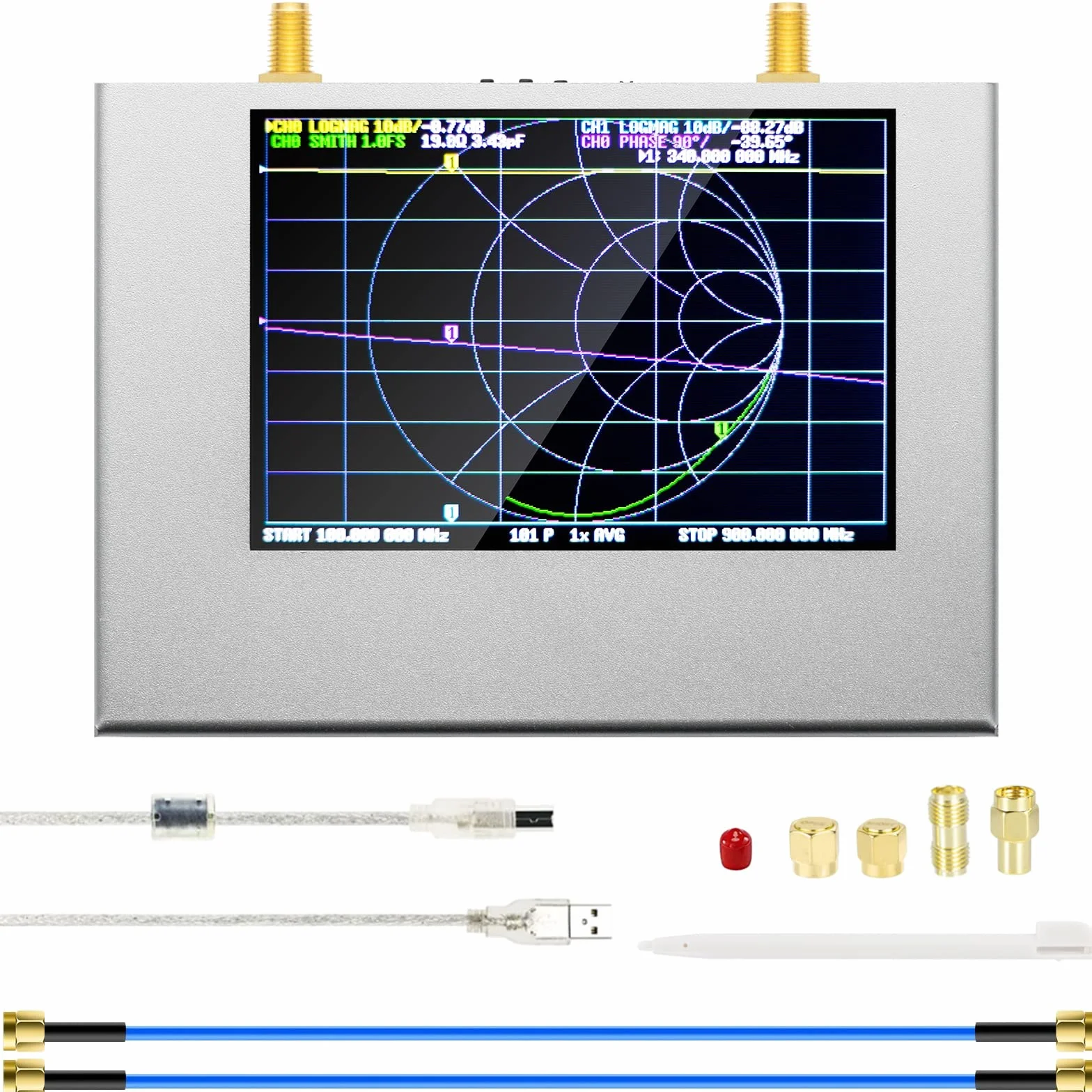 Aggiornamento Nanovna V2 Plus4 Analizzatore di rete vettoriale 50kHz-4GHz, Aursinc Analizzatore dell'antenna da 4 '' HF VHF UHF Misurare i parametri S, Rapporto d'onda stazionaria di tensione