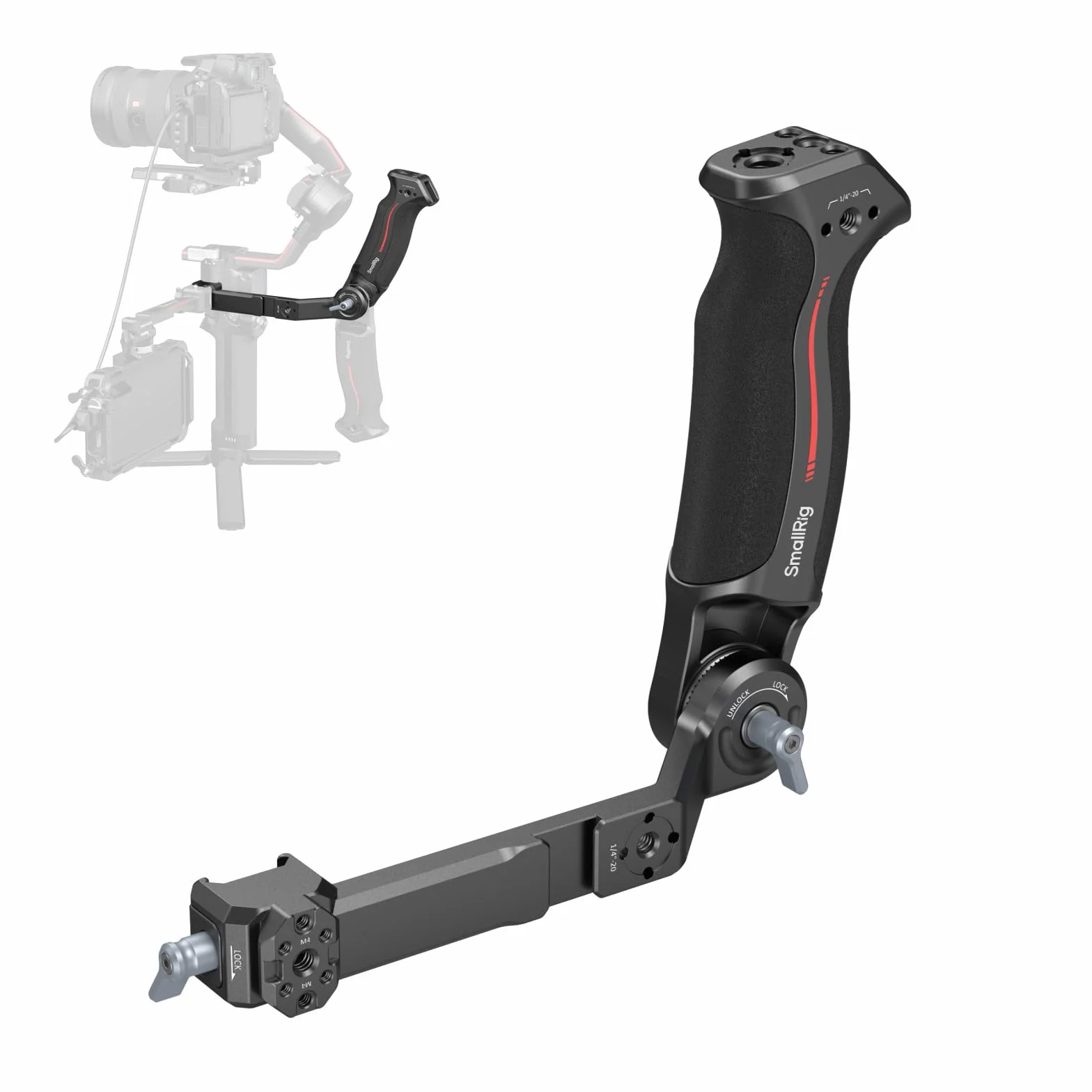 (Nuova Versione) SMALLRIG Impugnatura Regolabile per DJI RS 4 mini/Pro/RS 4, RS 3 mini/Pro/RS 3, RS 2 / RSC 2, Carico 8 kg / 17,6 LB, Impugnatura Ergonomica per Riprese ad Angolo Basso - 3028D