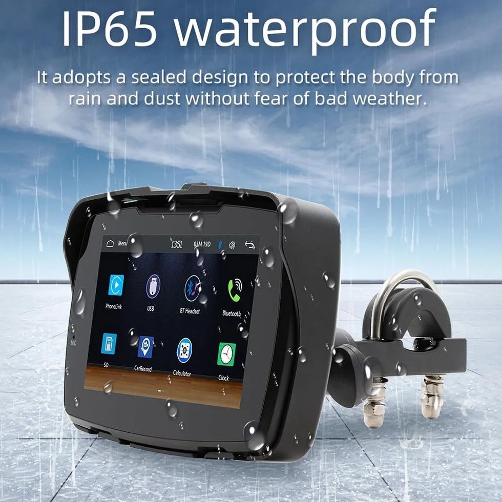 Android Auto Wireless Carplay Portatile Display 5 pollici IP65 Touchscreen GPS Navigation Dual Bluetooth Moto