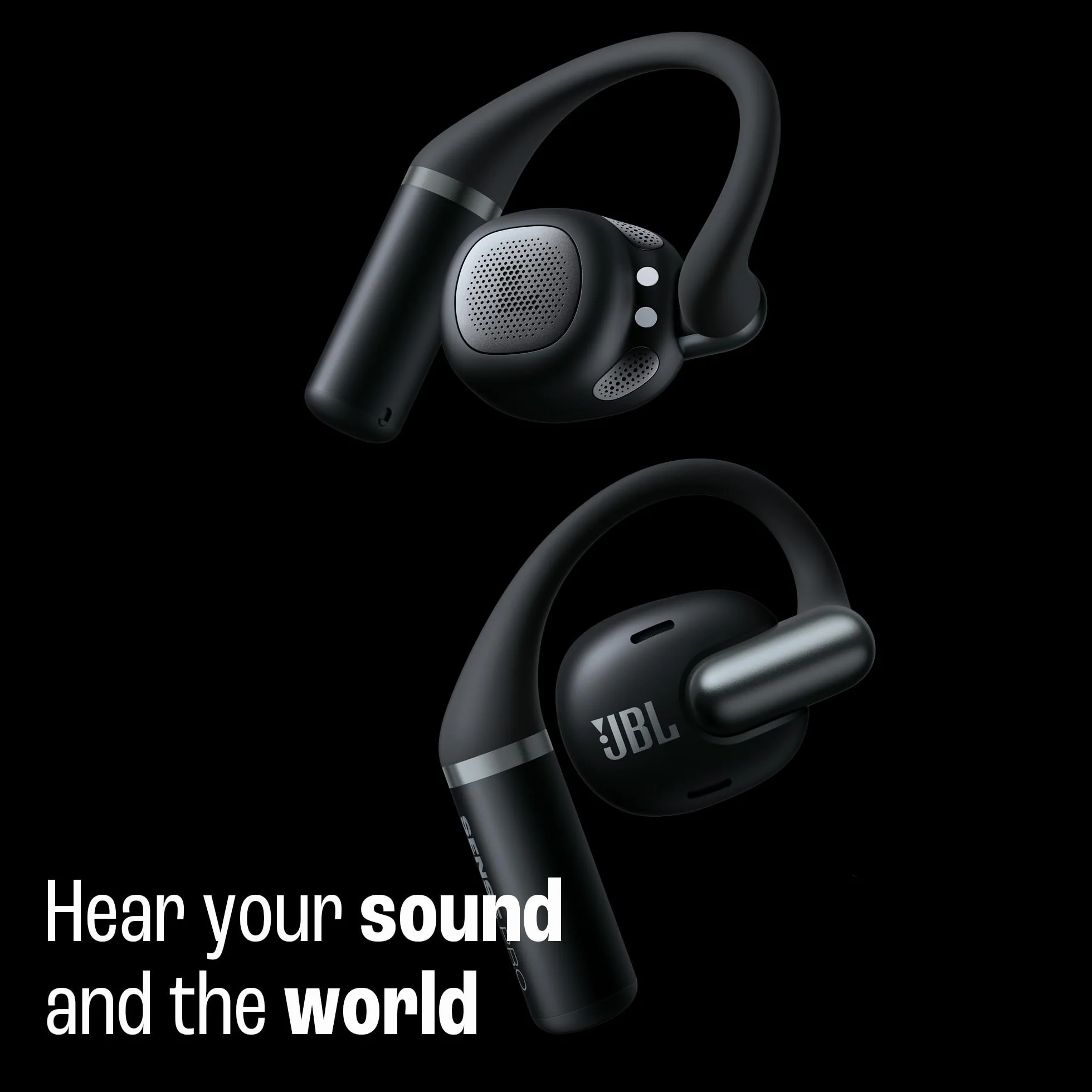 JBL Sense Pro Cuffie Open-Ear True Wireless, Hi-Res Audio, fino a 38 Ore di Autonomia, Resistenti ad Acqua e Polvere IP54, Tecnologia JBL OpenSound e Spatial Sound, Blu