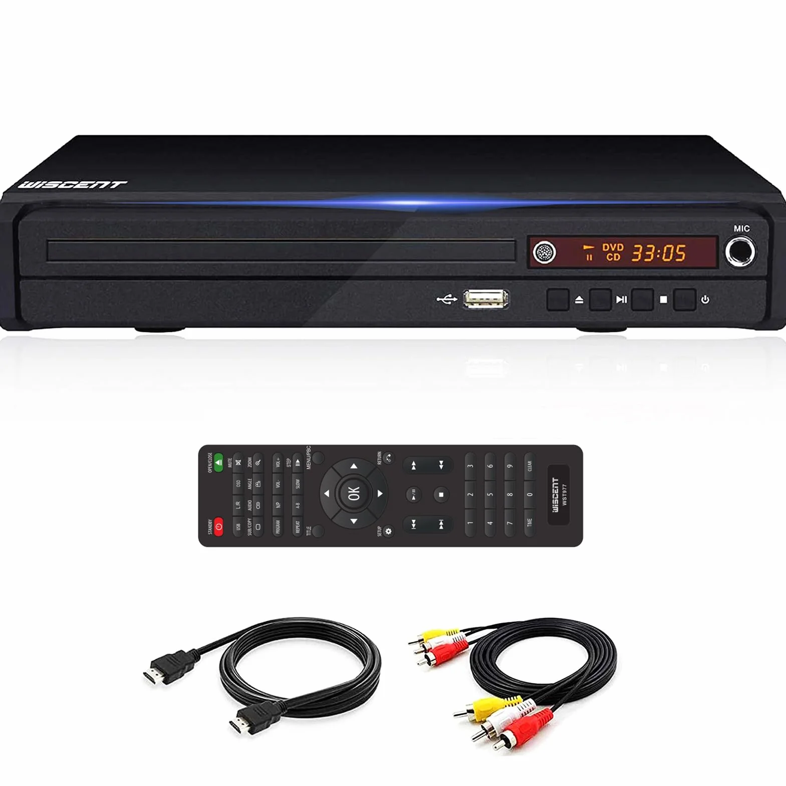 WISCENT Lettore DVD compatto multi-regione, MP3, Mpeg4, USB, HDMI, AV, CD per uso domestico