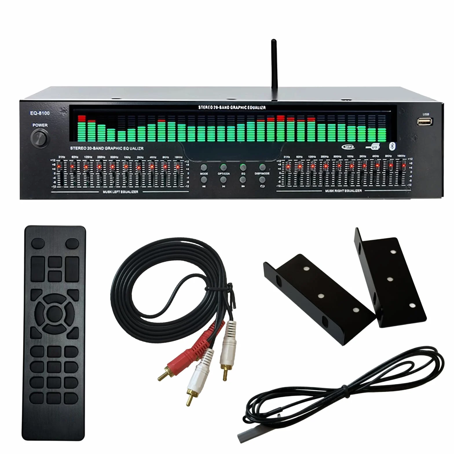 Equalizzatore Digitale 31 Bande, Visualizzatore Audio con Display LED Spettro, Equalizzatore Grafico Professionale 31 Canali Dinamici, Doppio Controllo Audio Indipendente a 10 Bande, Processore Audio