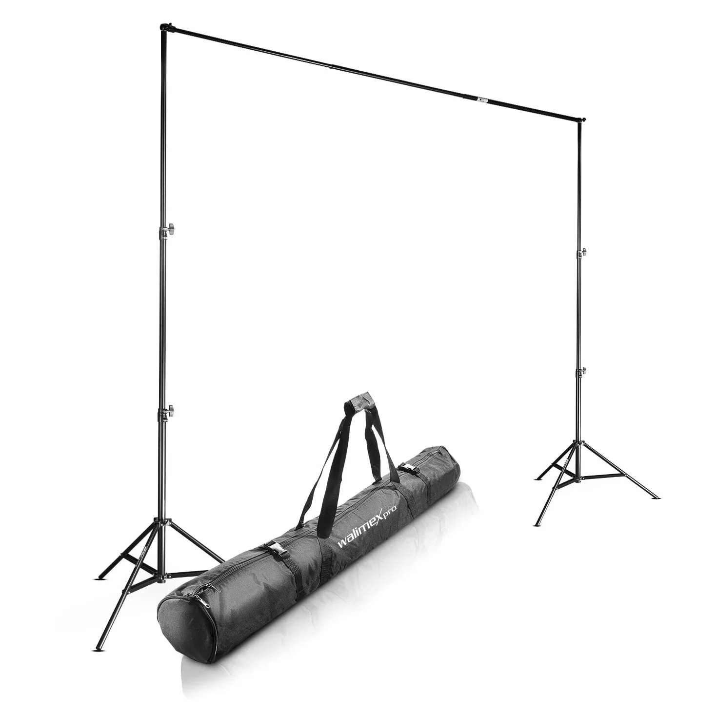 Walimex pro sistema di sfondo per telescopio L 120-307 cm - stabile per studio e dispositivi mobili I per fotografia, video e schermo verde I per tele di carta e tessuto I altezza 102-256 cm