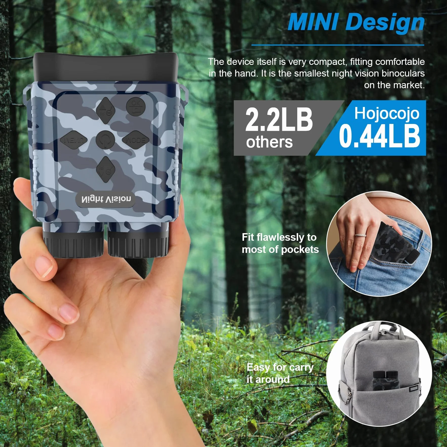 Binocolo Visione Notturna,Hojocojo Visore Notturno Digitale Infrarossi con LCD TFT 2,4" di Portatafino a 300m,Militare Binocolo Notturno con Registrazione di HD Foto e Video per la Caccia Campeggio