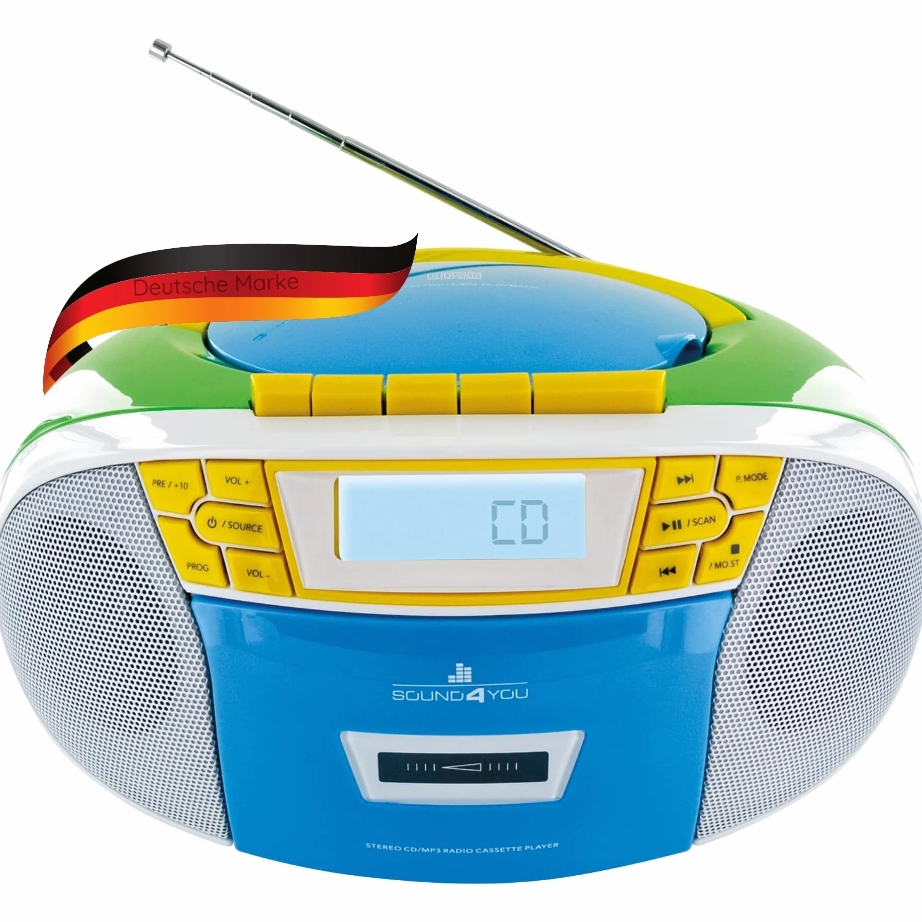 SCHWAIGER Lettore CD con cassette e radio MP3 Boombox portatile USB FM AUX