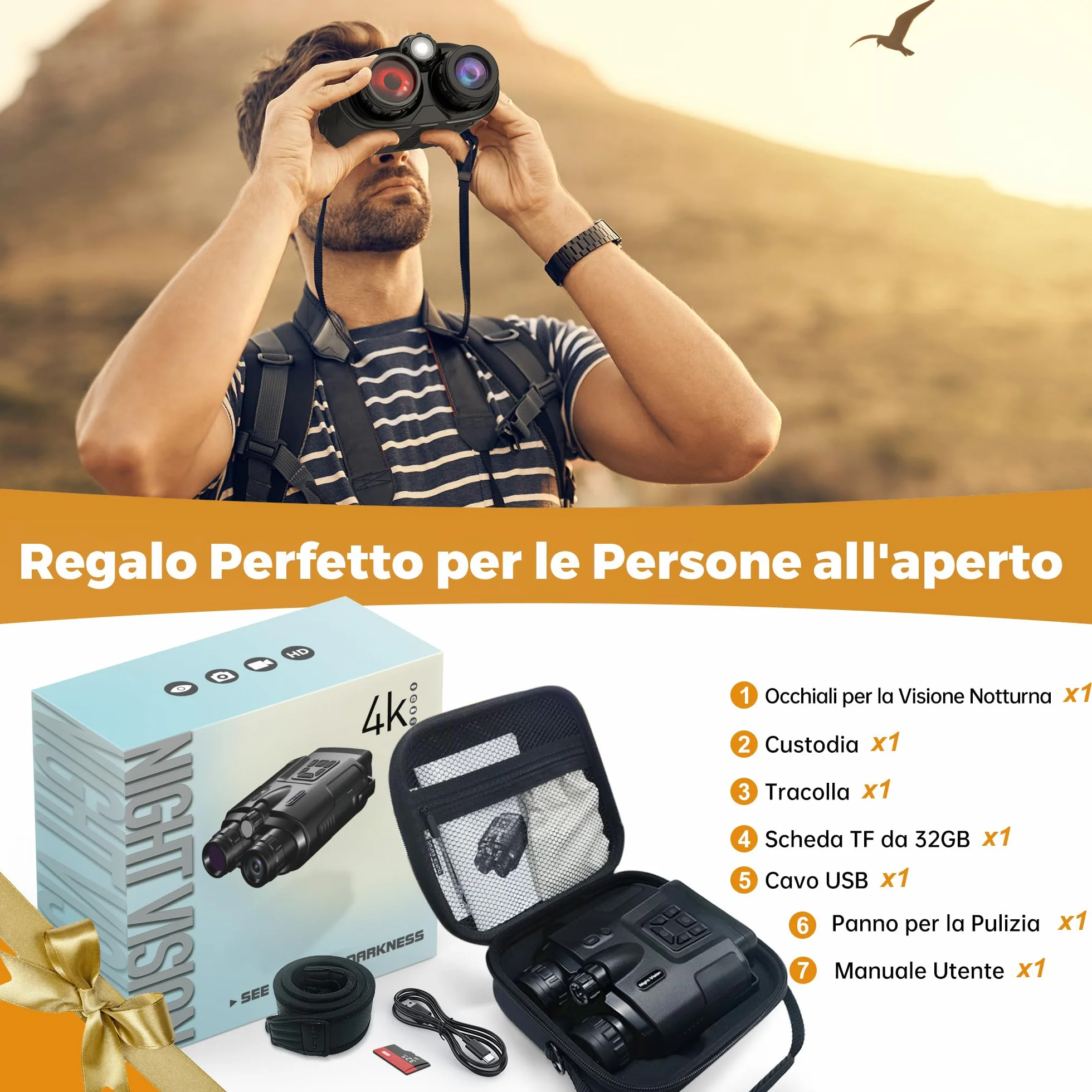 tkwser - Dispositivo per la visione notturna, 4 K, 8 X, digitale, visione notturna a infrarossi, 5000 mAh, distanza visiva, 600 m, schermo TFT UHD da 3”, impermeabilità IP65, per la caccia e il