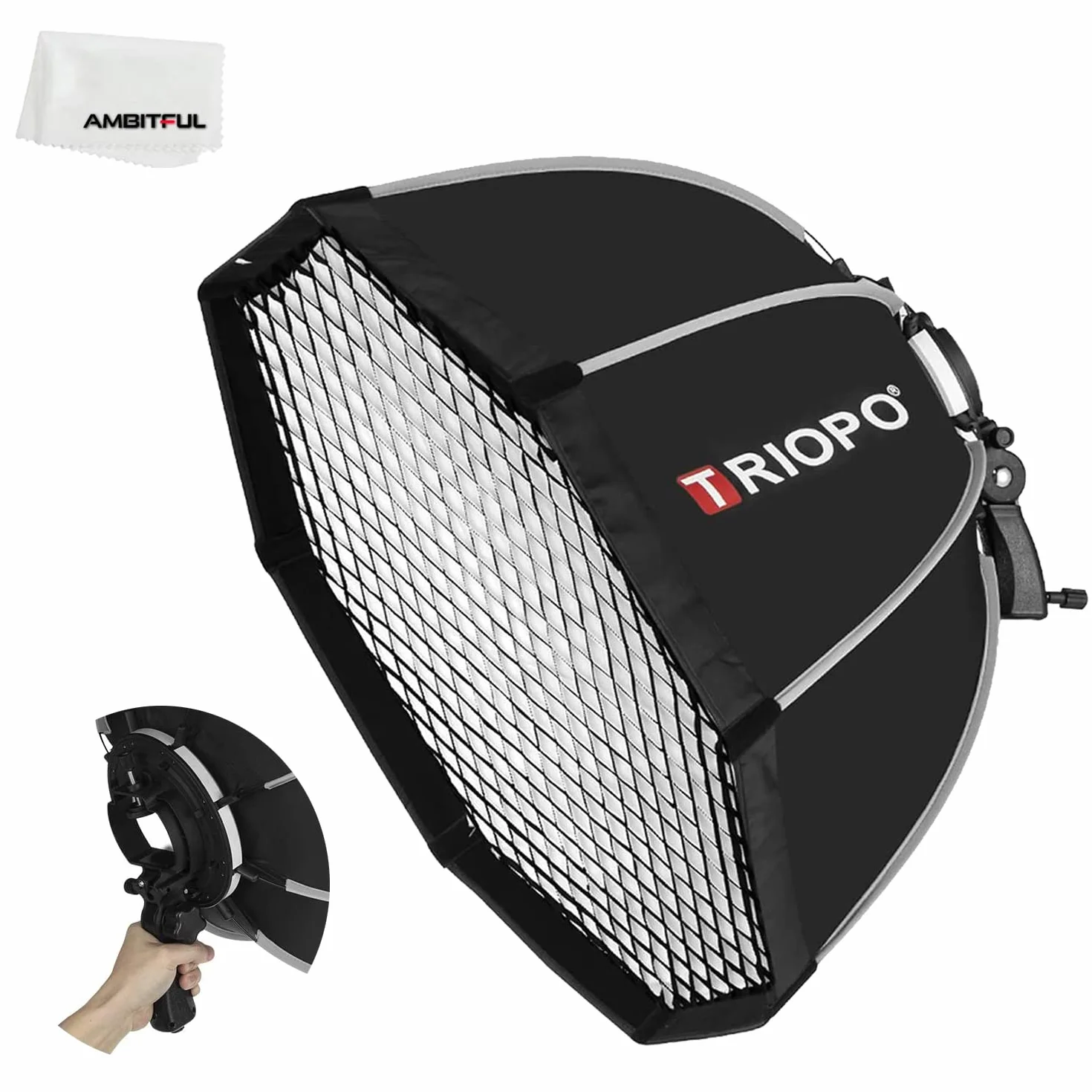 Triopo Speedlite Flash Octagon Umbrella Softbox Quick Installation Speedlite Flash Softbox + Honeycomb Grid for Studio Strobe Outdoor Photography (120 cm)