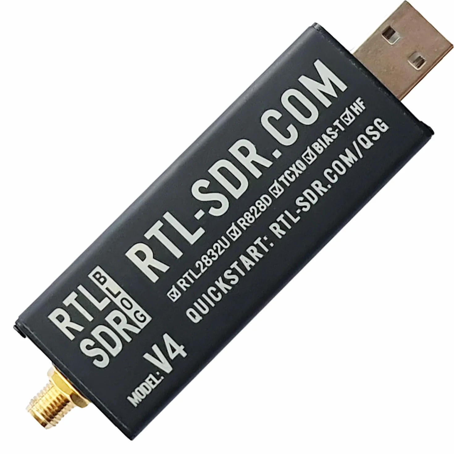 RTL-SDR Blog V4 R828D RTL2832U 1PPM TCXO SMA Software Defined Radio (Solo Dongle)