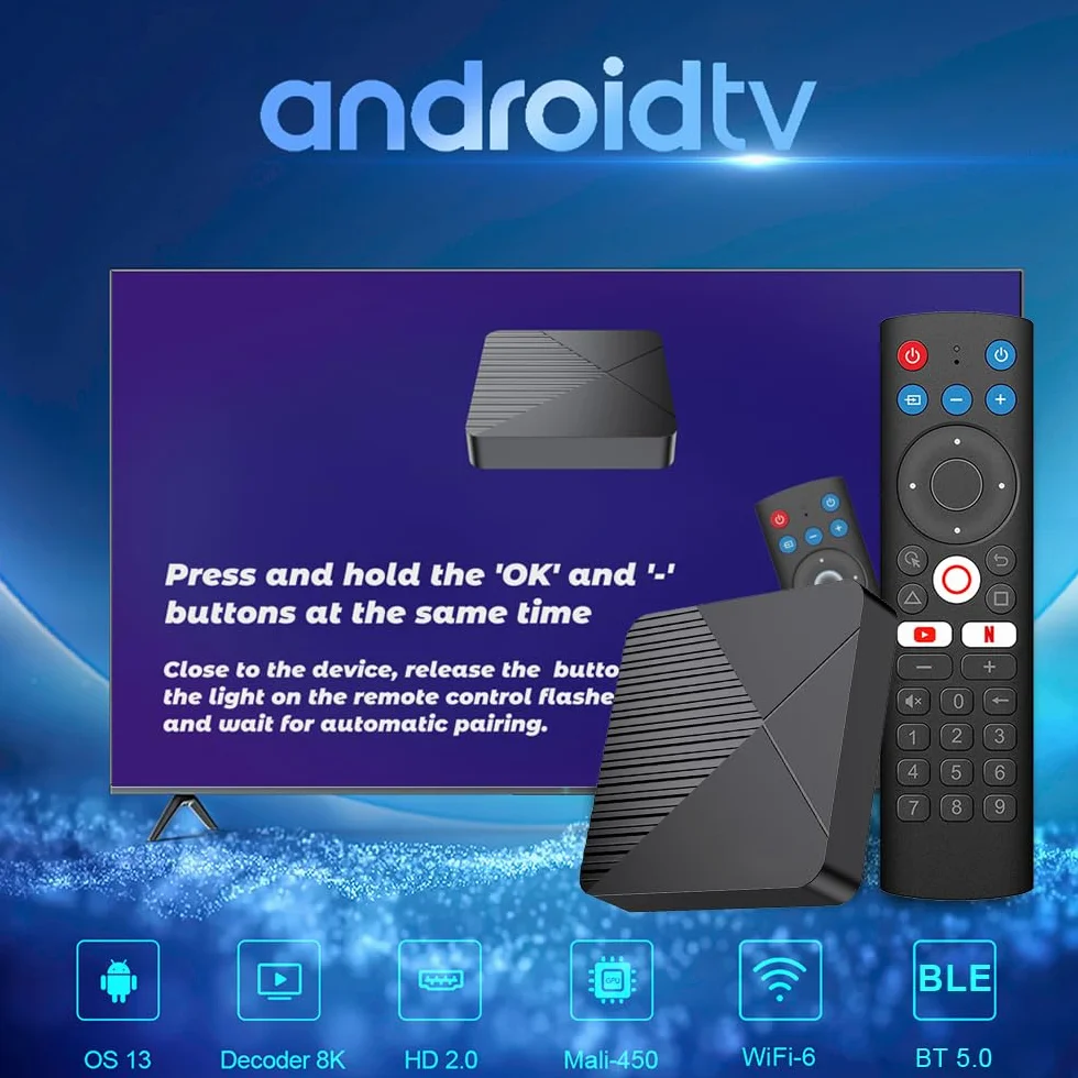 BOXPUT R5 scatola Android con 4 GB RAM e 64 GB ROM, scatola TV Android 13.0, chip RK3528/WiFi6/BT5.0, 8K decodifica 3D HDR10 ad alta definizione video smart TV box, con isolamento a infrarossi