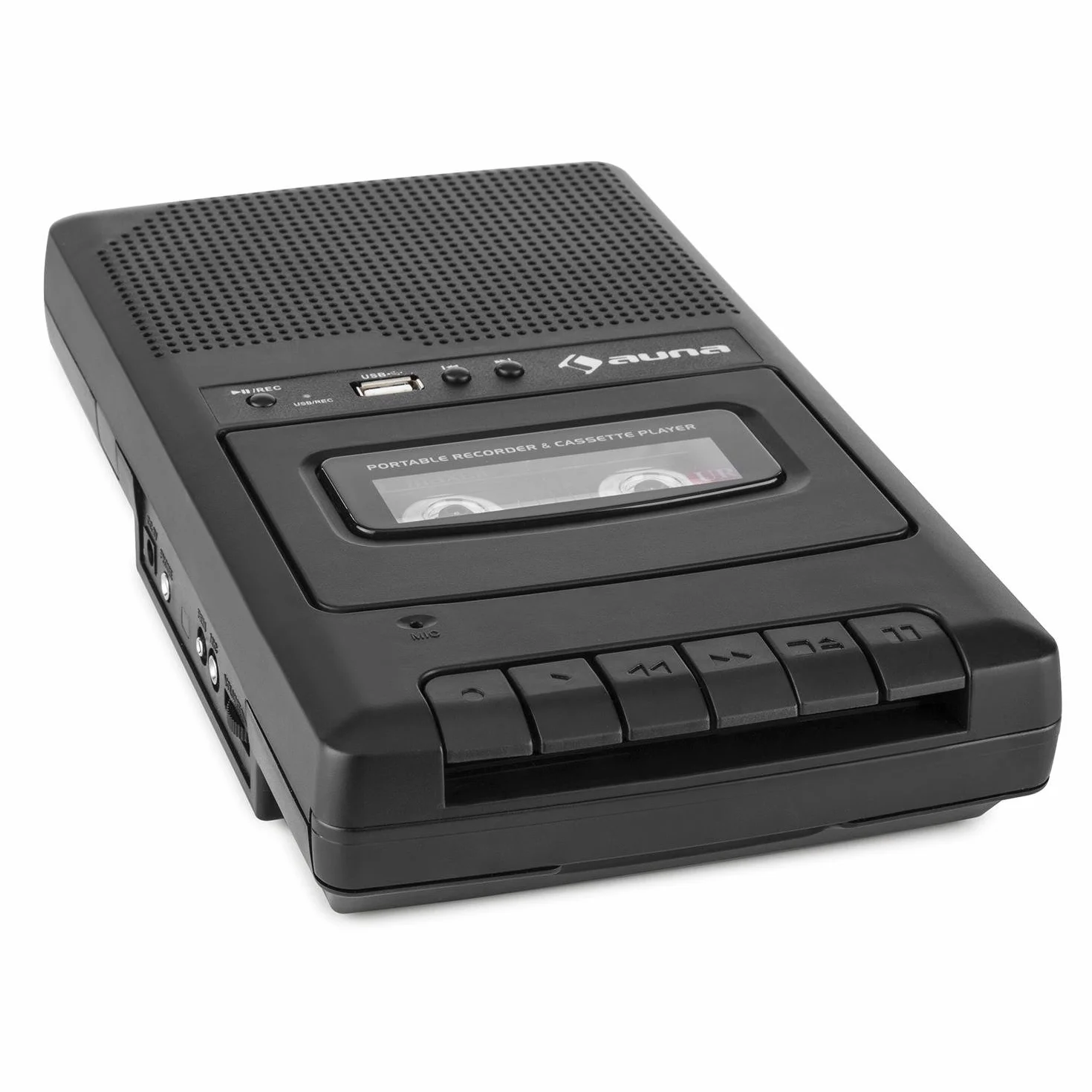 AUNA RQ-132USB Mangianastri Lettore Cassette Tape Portatile con Microfono Nero