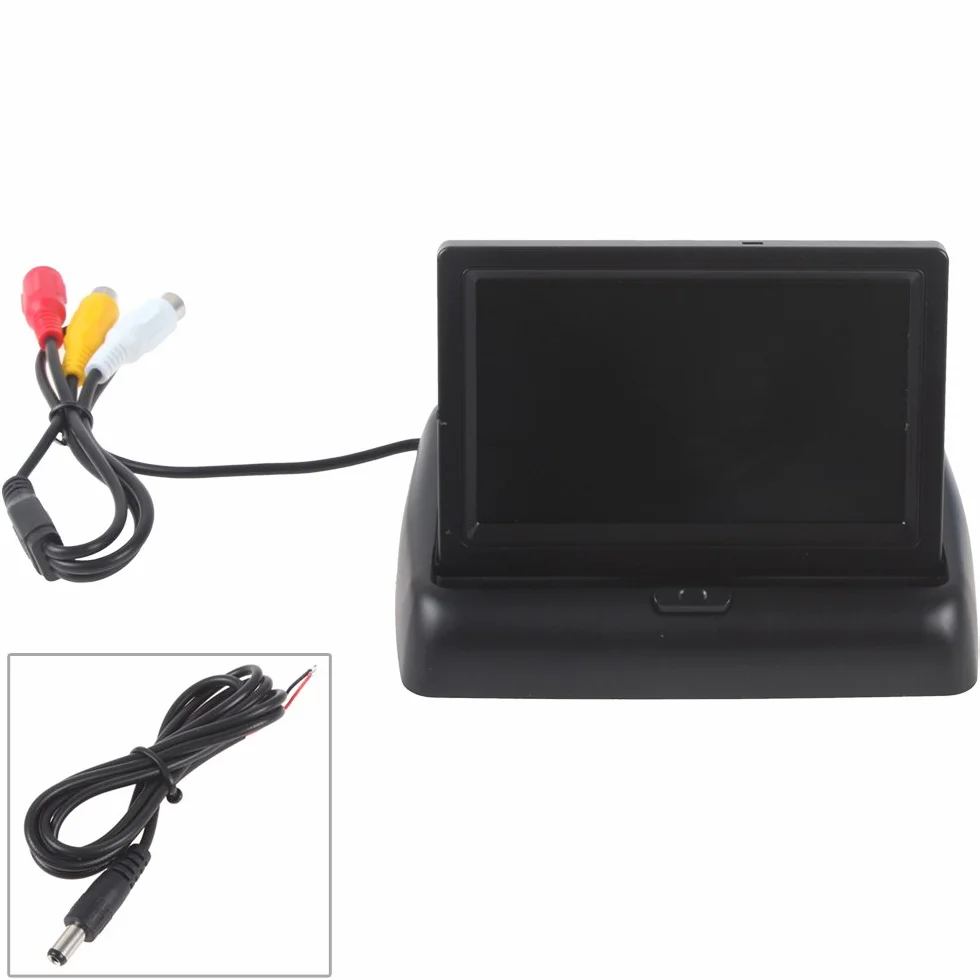 1 set Monitor Mini Auto Pieghevole ad Alta Risoluzione da 4.3" TFT LCD con Telecamera di Retromarcia per Sistema di Parcheggio e Retromarcia del Veicolo