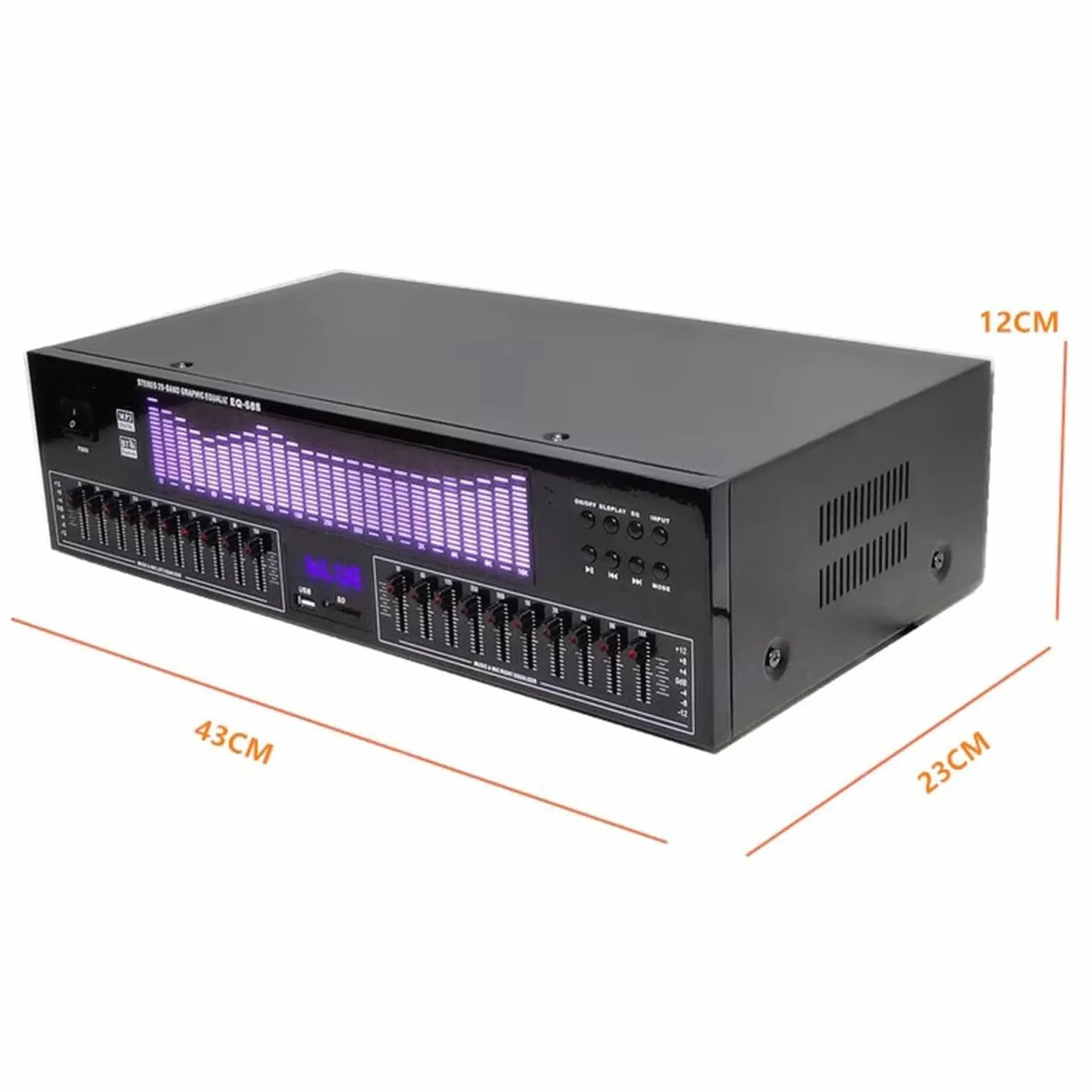 Equalizzatore Grafico Hi-Fi, Analizzatore Di Spettro a 20 Bande, Con Telecomando, Display a LED Dello Spettro, 15 Stili Dinamici, Per Studio Di Registrazione, Casa