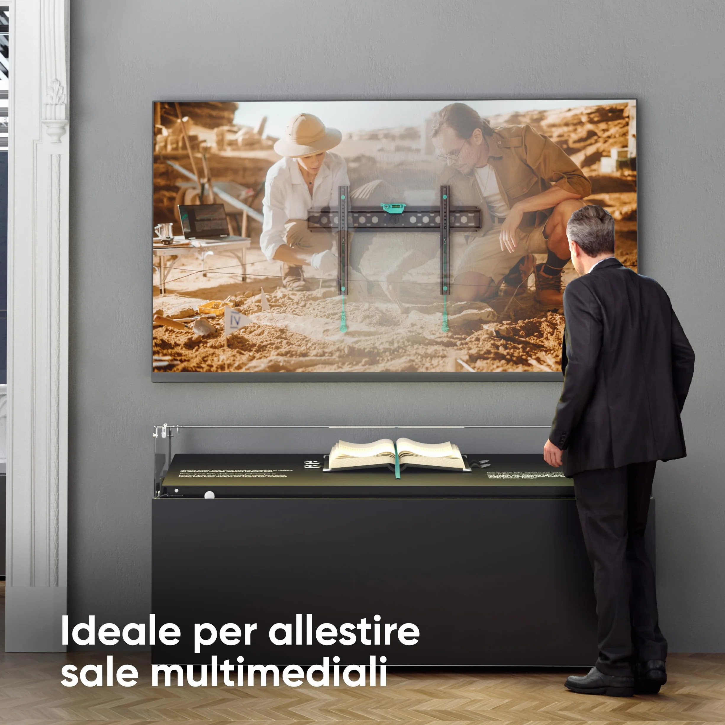 ONKRON Supporto TV Parete Fisso 43-85 pollici VESA 75x75-600x400 mm Carico 68,2 kg Nero