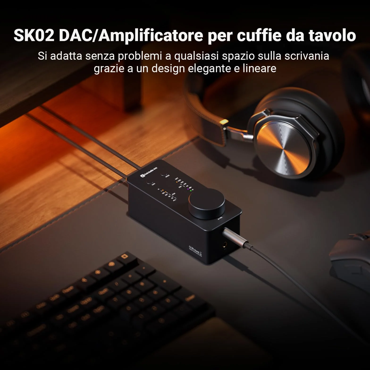 Fosi Audio SK02 DAC Amplificatore per Cuffie, USB C a AUX Adattatore Convertitore Audio Digitale-Analogico, Ottico a 3,5 mm 4,4 mm Combo Bilanciato, Amplificatore Cuffie da Tavolo per Home Theatre