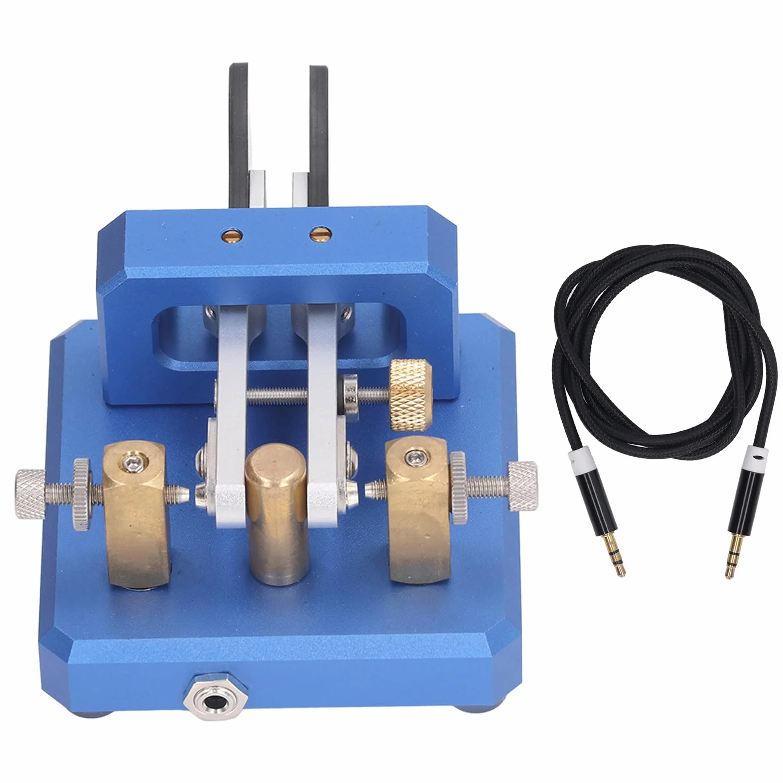 Chiave codice Morse Doppia paletta Chiave telegrafica CW automatica Strumento chiave codice Morse Acciaio (Blu)