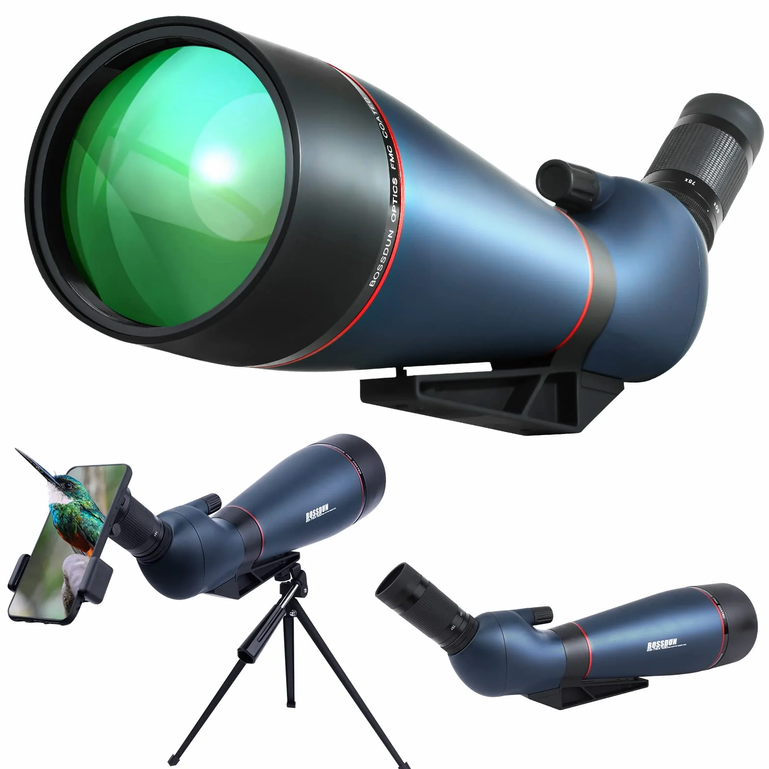 Cannocchiale 25-75x100 BAK4 con Treppiede per Caccia Birdwatching