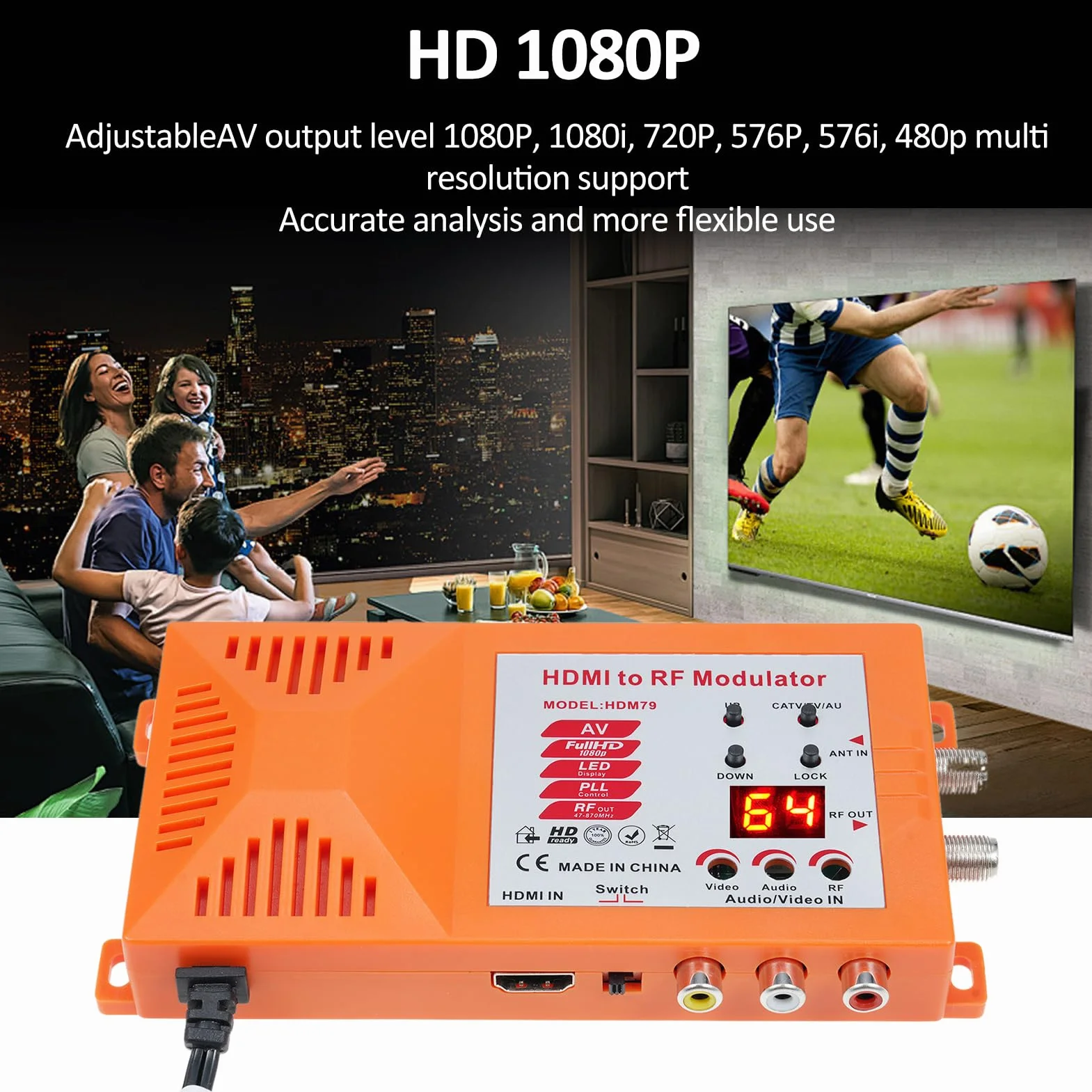 Adattatore coassiale da TV/AV a RF modulatore UHF con interruttore ANT per gaming HD Digital AV Video analogico