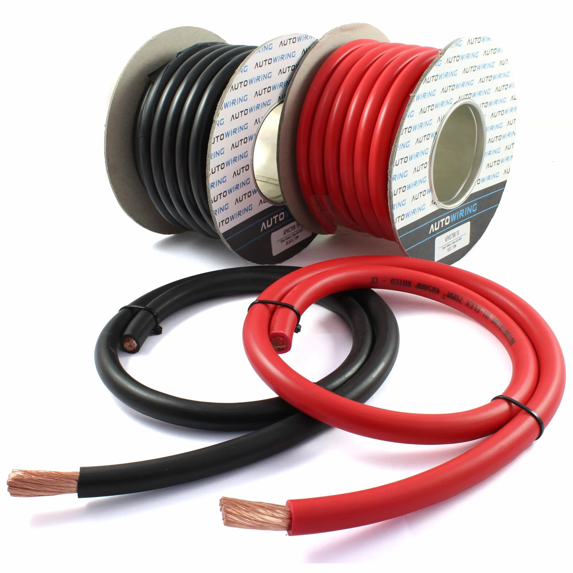Cavo flessibile in PVC per batteria, avviatore, inverter, saldatura, 485 A, 70 mm², 2/0 AWG, 4 metri, colore: rosso