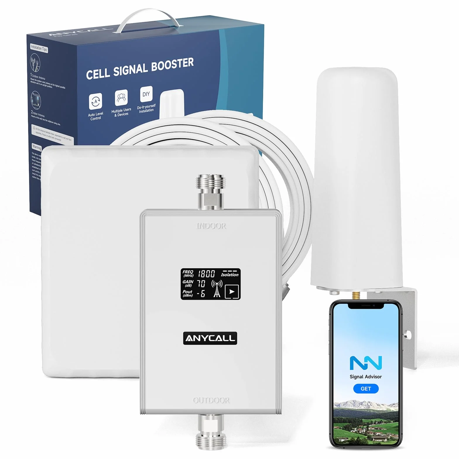 Amplificatore Segnale Cellulare per Banda 3 e 7, 4G LTE 3G GSM Ripetitore Segnale Cellulare per Casa Ufficio Cantina, Compatibile Iliad TIM Wind Tre ecc., Ricezione del segnale a 360°
