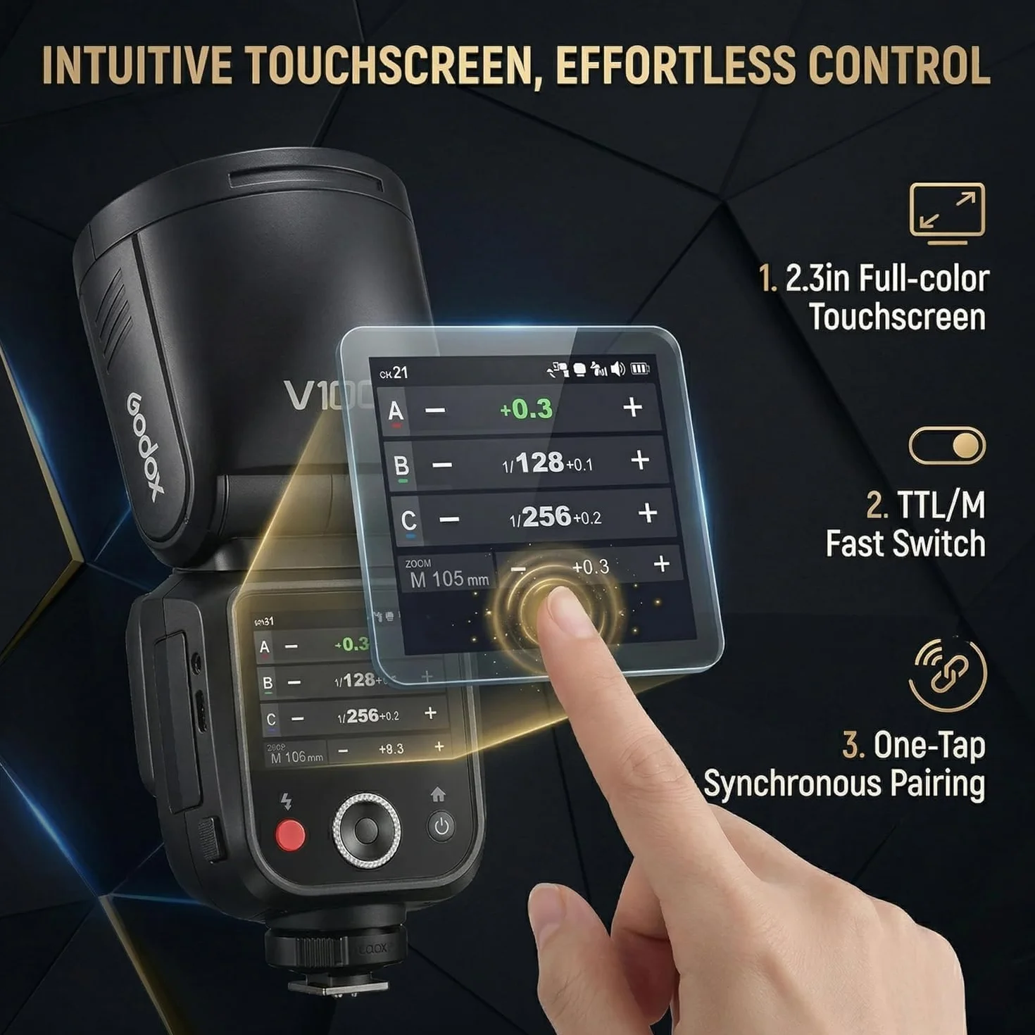 GODOX V100 S Sony TTL 100W touchscreen HSS 1/8000s flash