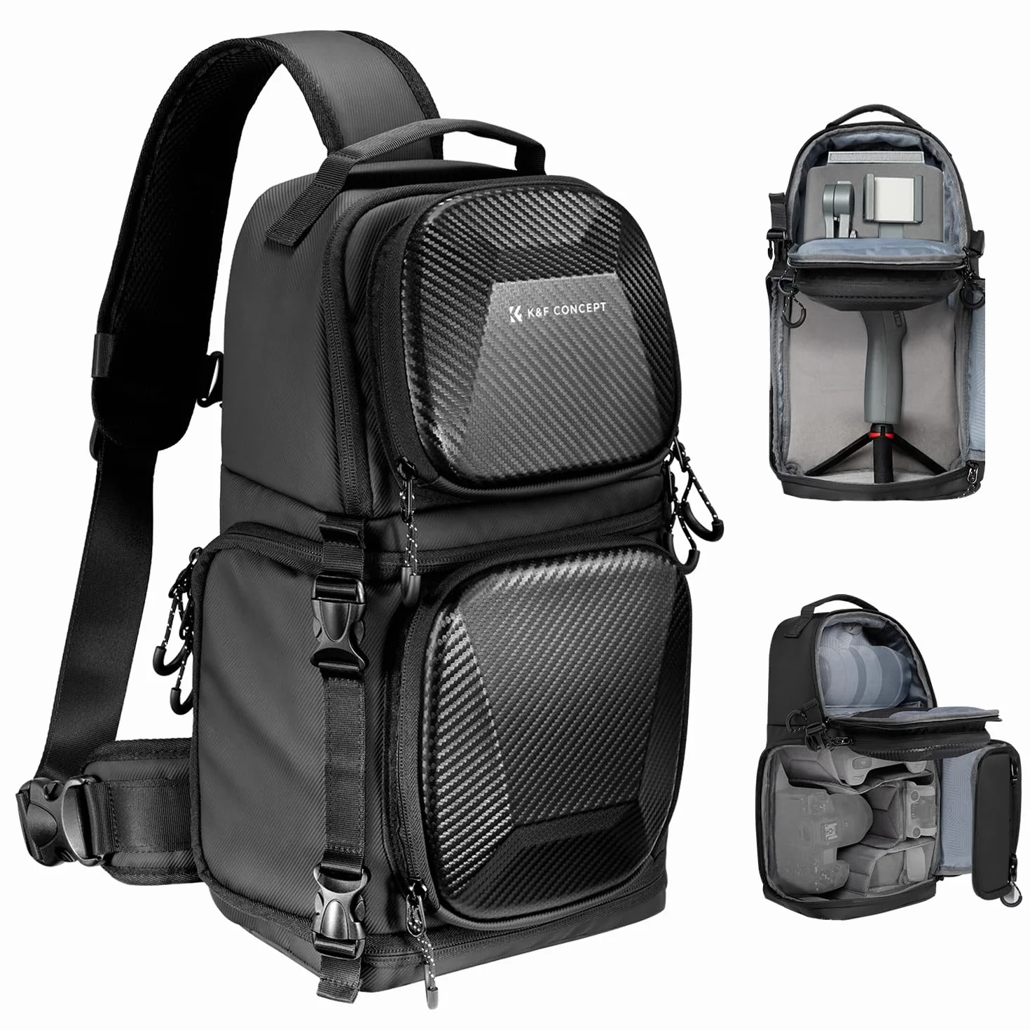 K&F CONCEPT Zaino Fotografico, Borsa a Tracolla per Fotocamera Monospalla Impermeabile, Zaino Fotografico Piccolo Casual Antifurto Compatibile con DSLR SLR Mirrorless macchina fotografica