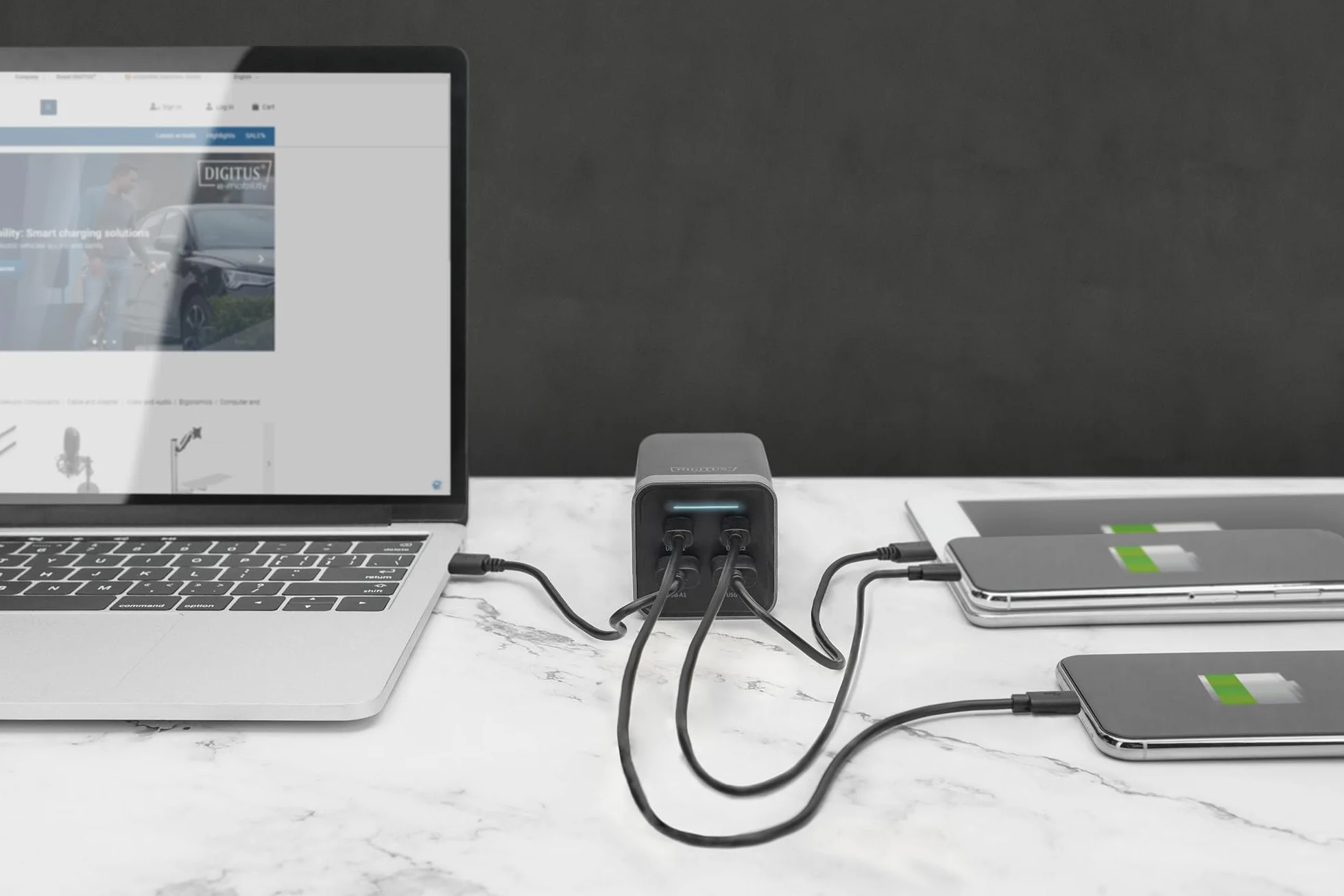 DIGITUS Caricabatterie universale GaN 150 W - 2 porte USB-C - 2 porte USB-A - Caricabatterie veloce Power Delivery 3.0 (PD 3.0) - Per iPhone, iPad, Samsung Galaxy, Pixel, Xiaomi, Motorola, Huawei