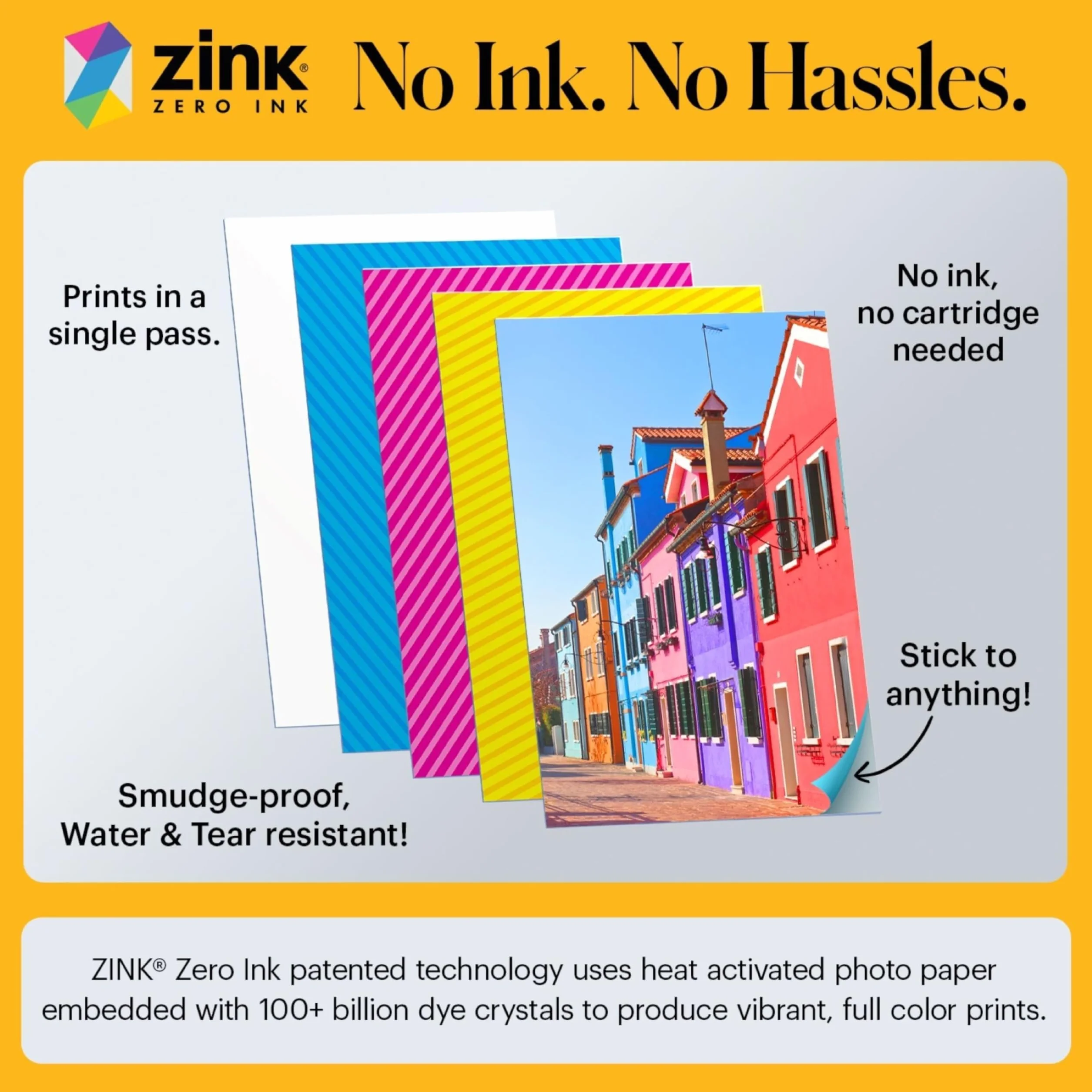 KODAK Printomatic+ Fotocamera Istantanea 10MP Kit Iniziale con Custodia, RGB LED e Carta Adesiva Zink 20pz – Giallo