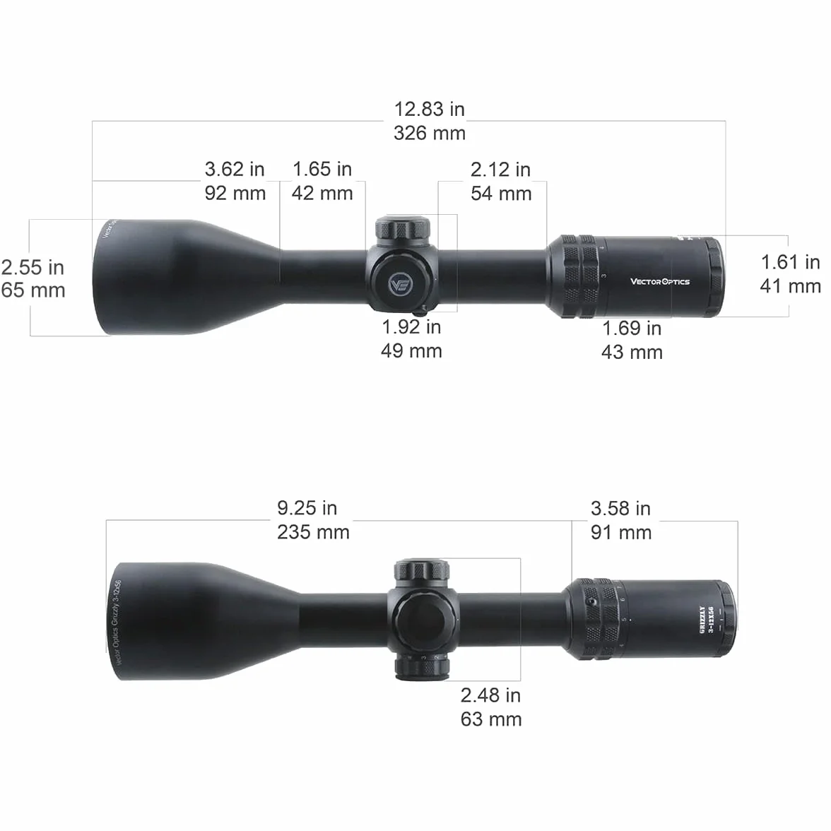 Vector Optics SCOM-09 Grizzly 3-12x56SFP - Cannocchiale per sport, airsoft e caccia, fucile ad aria compressa, mirino mirino per fucile, scopa rifle scope, ampia gamma di accessori