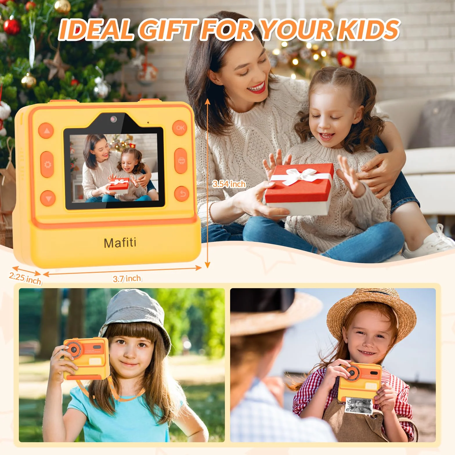 Mafiti Kids Camera Instant Print, Fotocamera istantanea 1080P per bambini, Fotocamera digitale selfie con display da