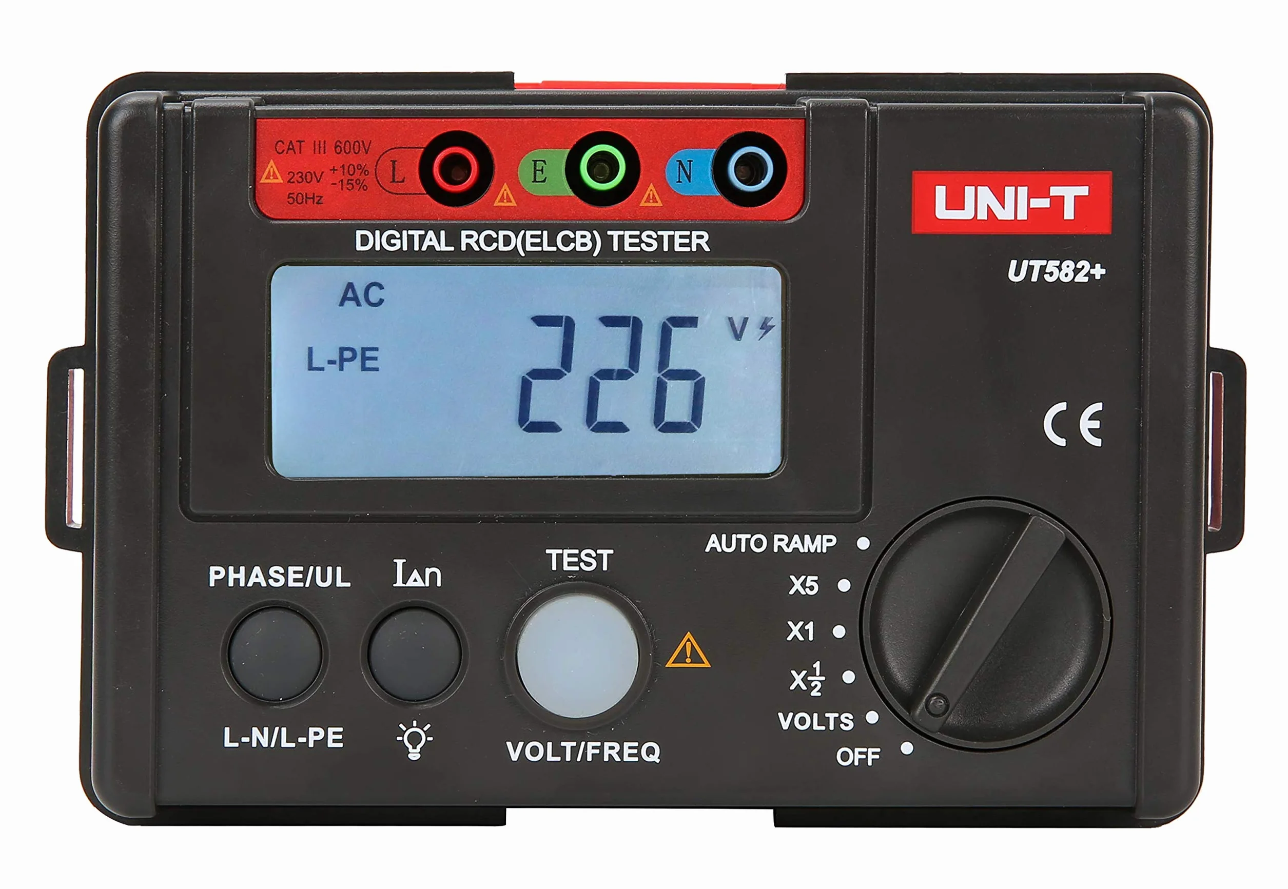 UNI-T UT582+ Digital RCD Tester AUTO RAMP Leakage Circuit Breaker Meter