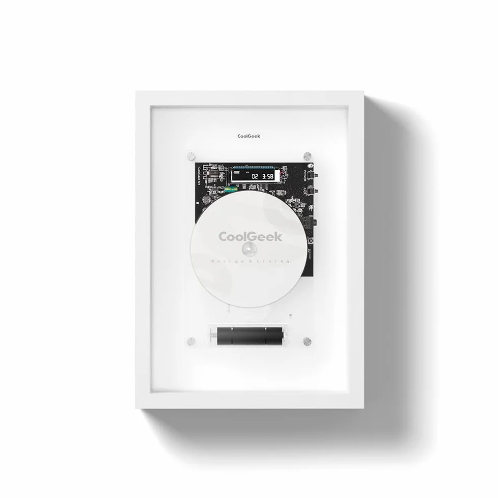 Lettore CD verticale M1 da parete o scrivania, design artistico industriale trasparente, trasmettitore CD Hi-Fi Bluetooth (altoparlante esterno richiesto), batteria ricaricabile 8 ore