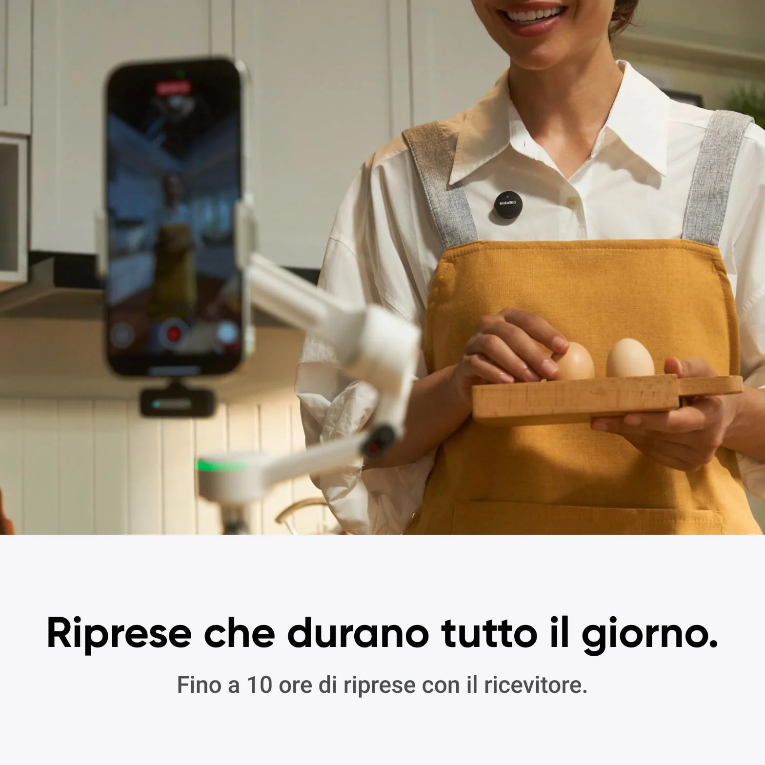 Insta360 Trasmettitore Microfono Air, 7,9 g ultraleggero, microfono wireless X5/X4/X4 Air/Ace Pro 2/GO Ultra, cancellazione del rumore, Vlog, streaming